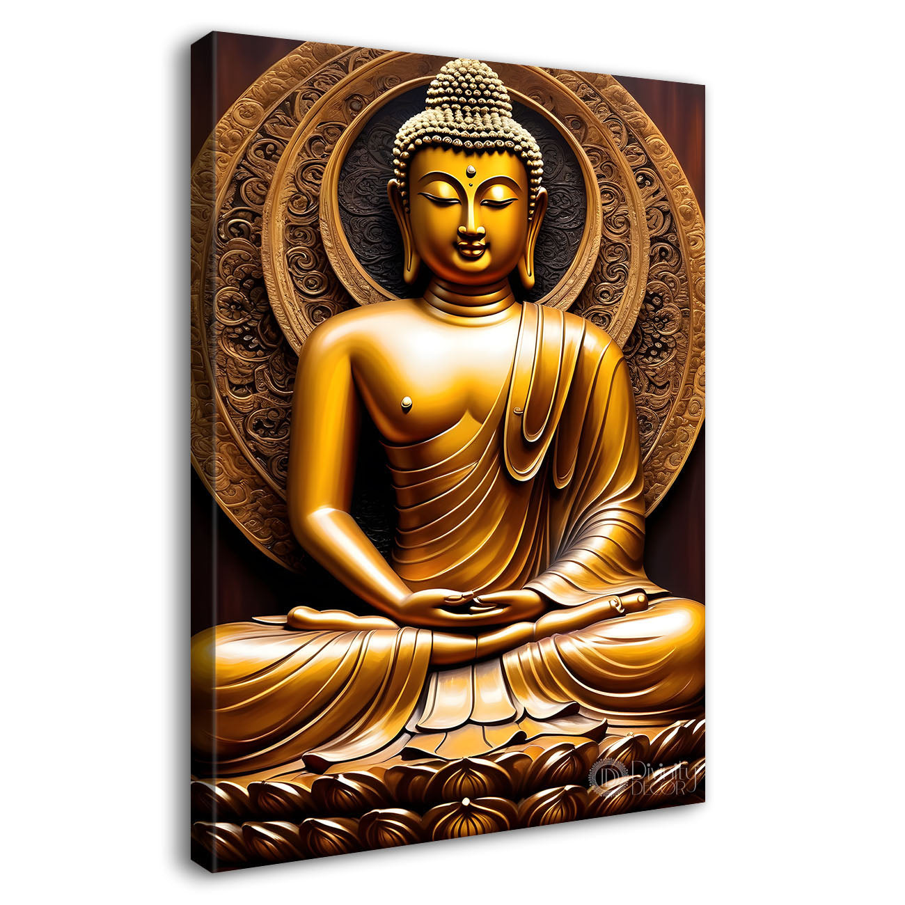 Golden buddha with chakra texturd painting-V-181