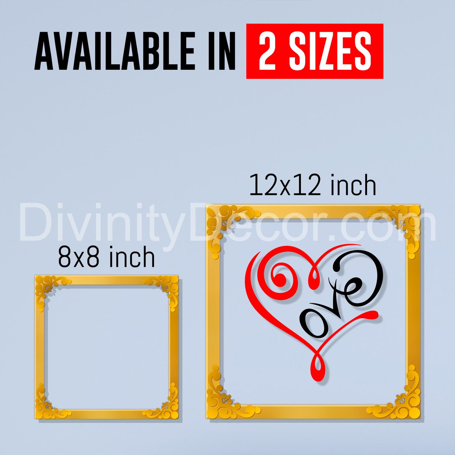 Love Golden Plaque for Gifting, Wall Decor Clear UV print with Golden Border-182