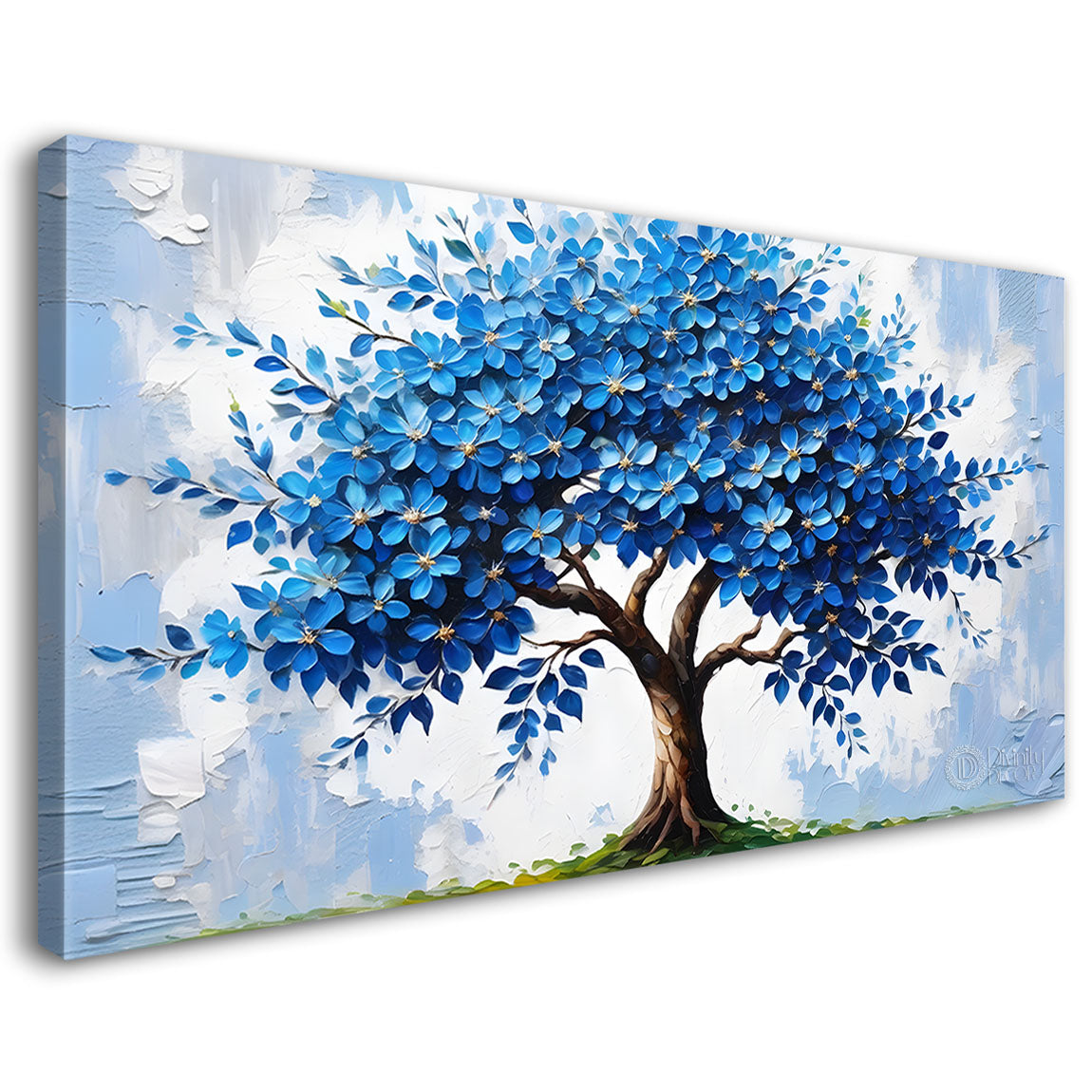 Aqua color tree in textured background modern art- Design - Tree-183
