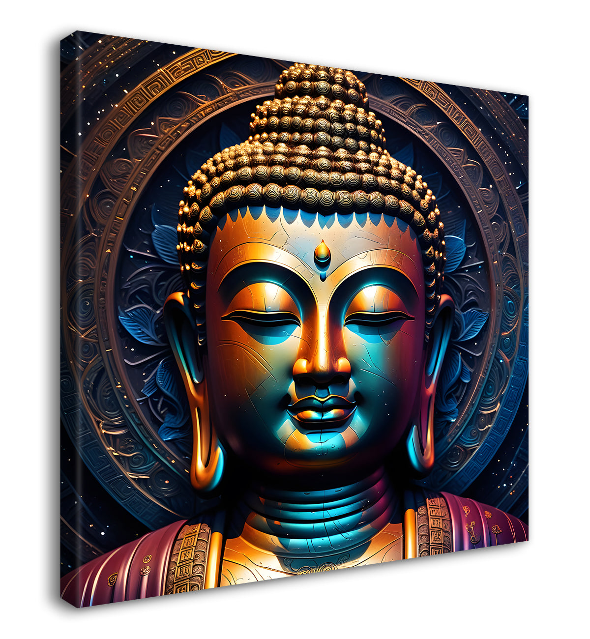Buddha statue with cosmic light in background painting 24x24 inch Buddha-S-183