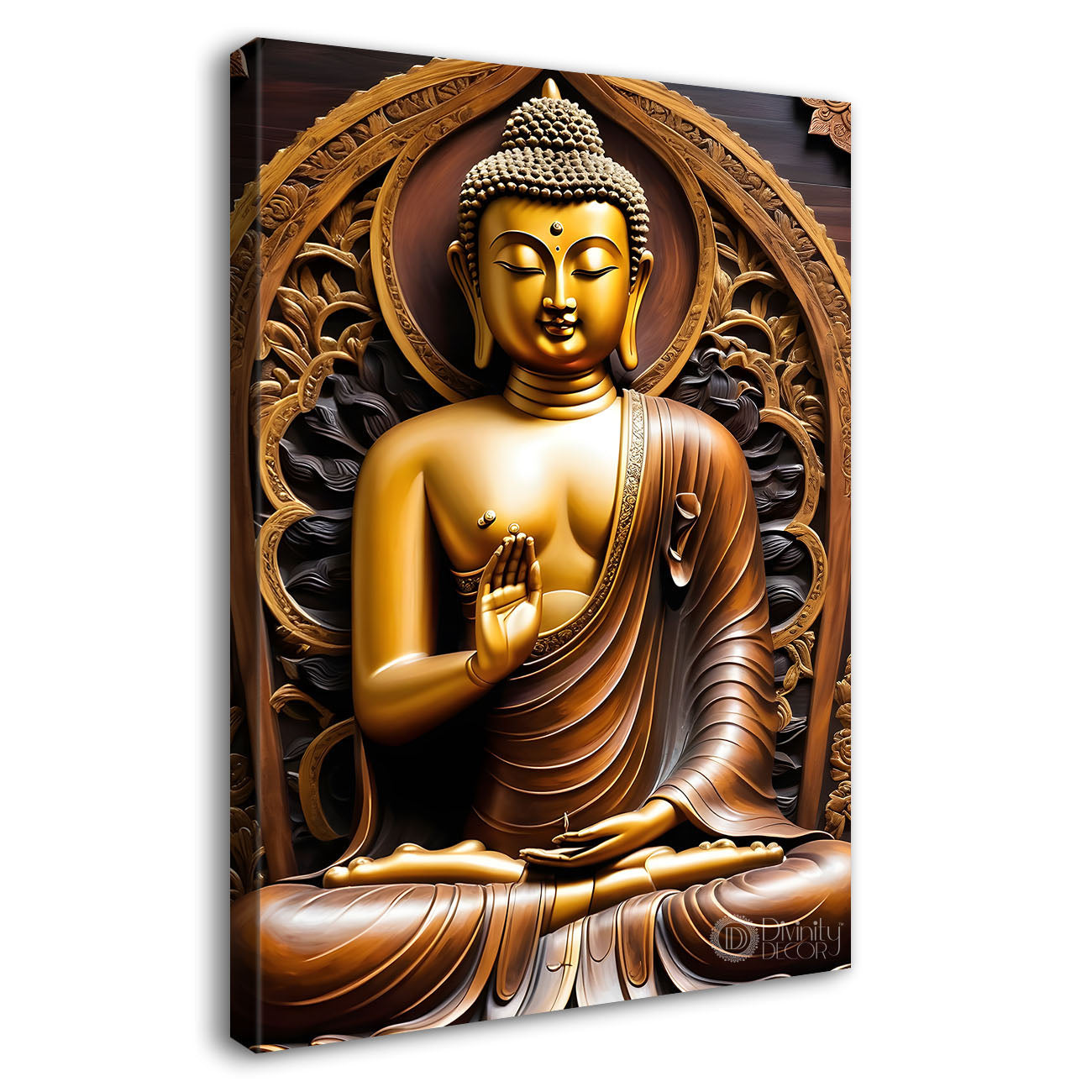 Golden buddha with chakra texturd painting-V-184