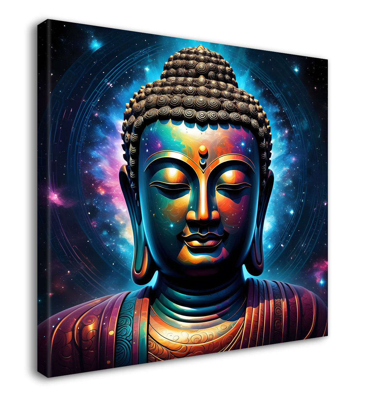 Buddha statue with cosmic light in background painting 24x24 inch Buddha-S-184