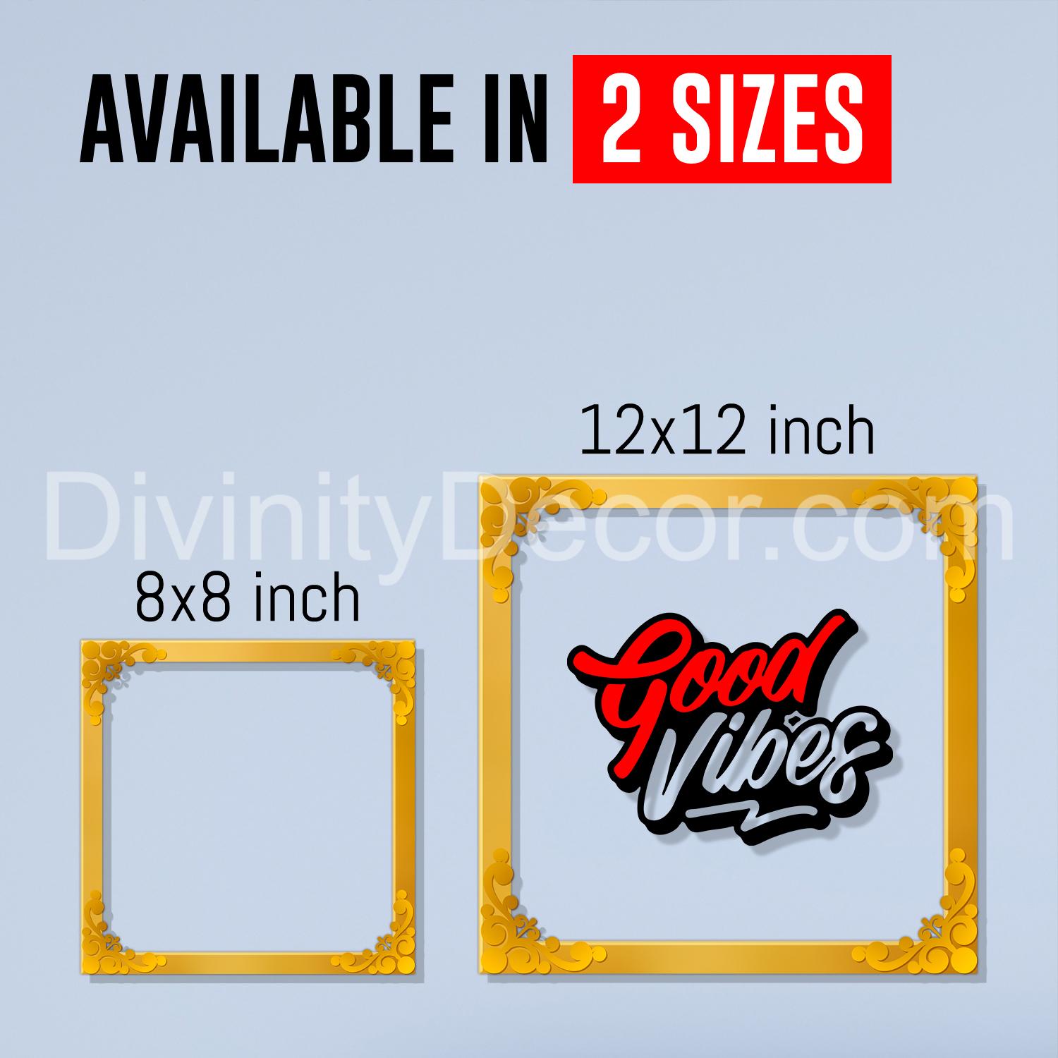 Good vibes Golden Plaque for Gifting, Wall Decor Clear UV print with Golden Border-185