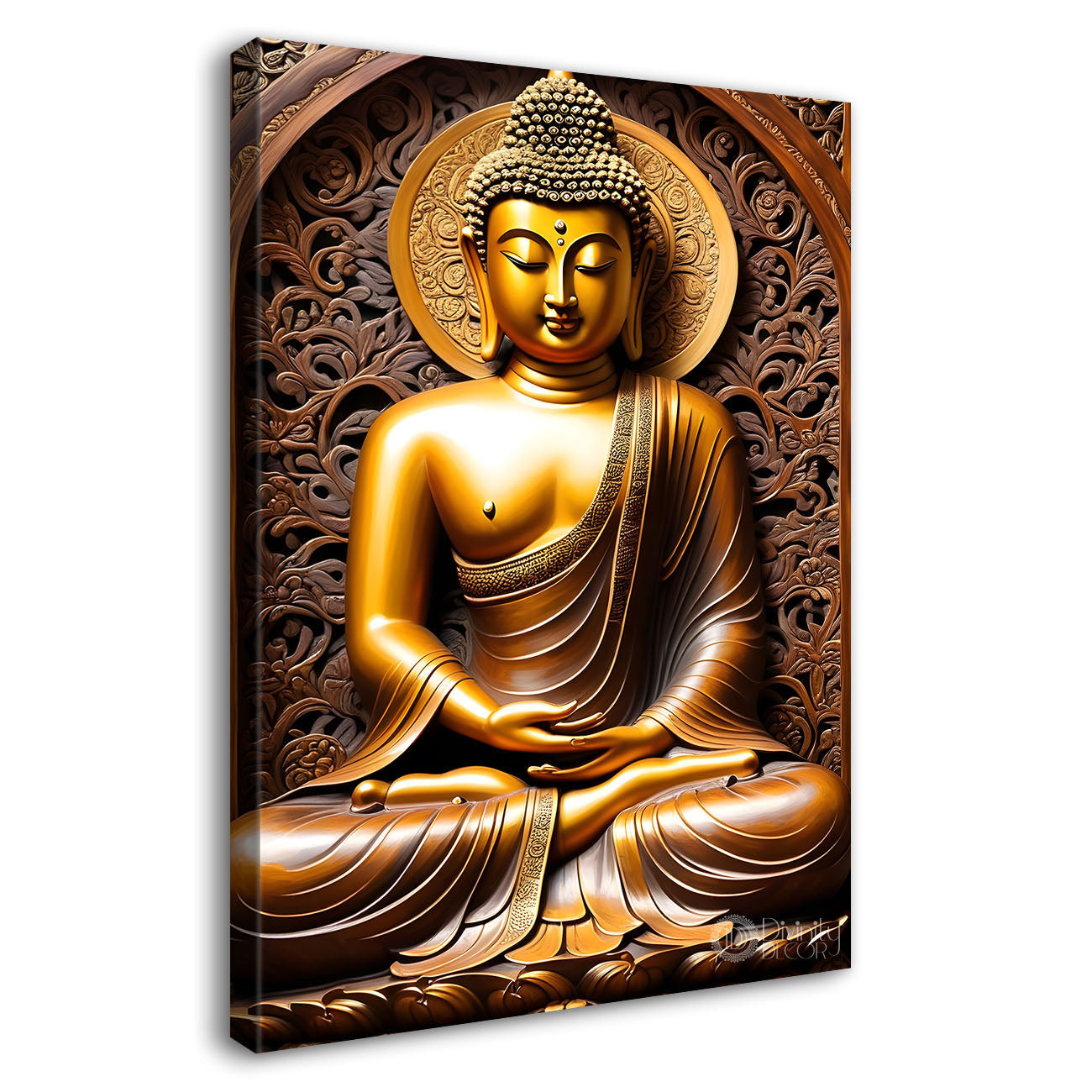 Golden buddha with chakra texturd painting-V-185