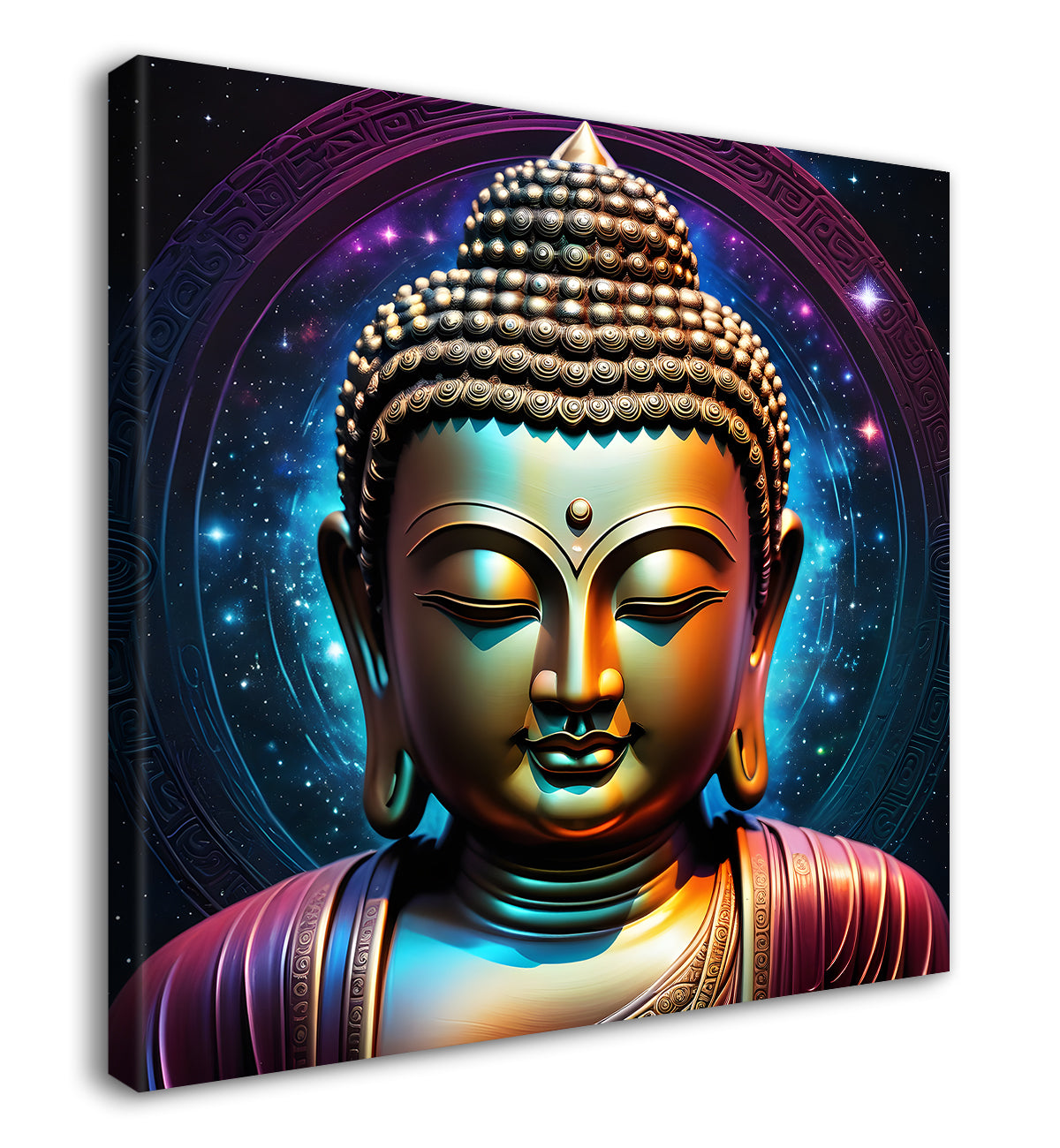 Buddha statue with cosmic light in background painting 24x24 inch Buddha-S-185