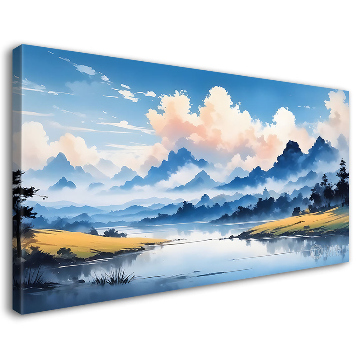 Mountains with river painting Canvas Painting - Nature Art -186