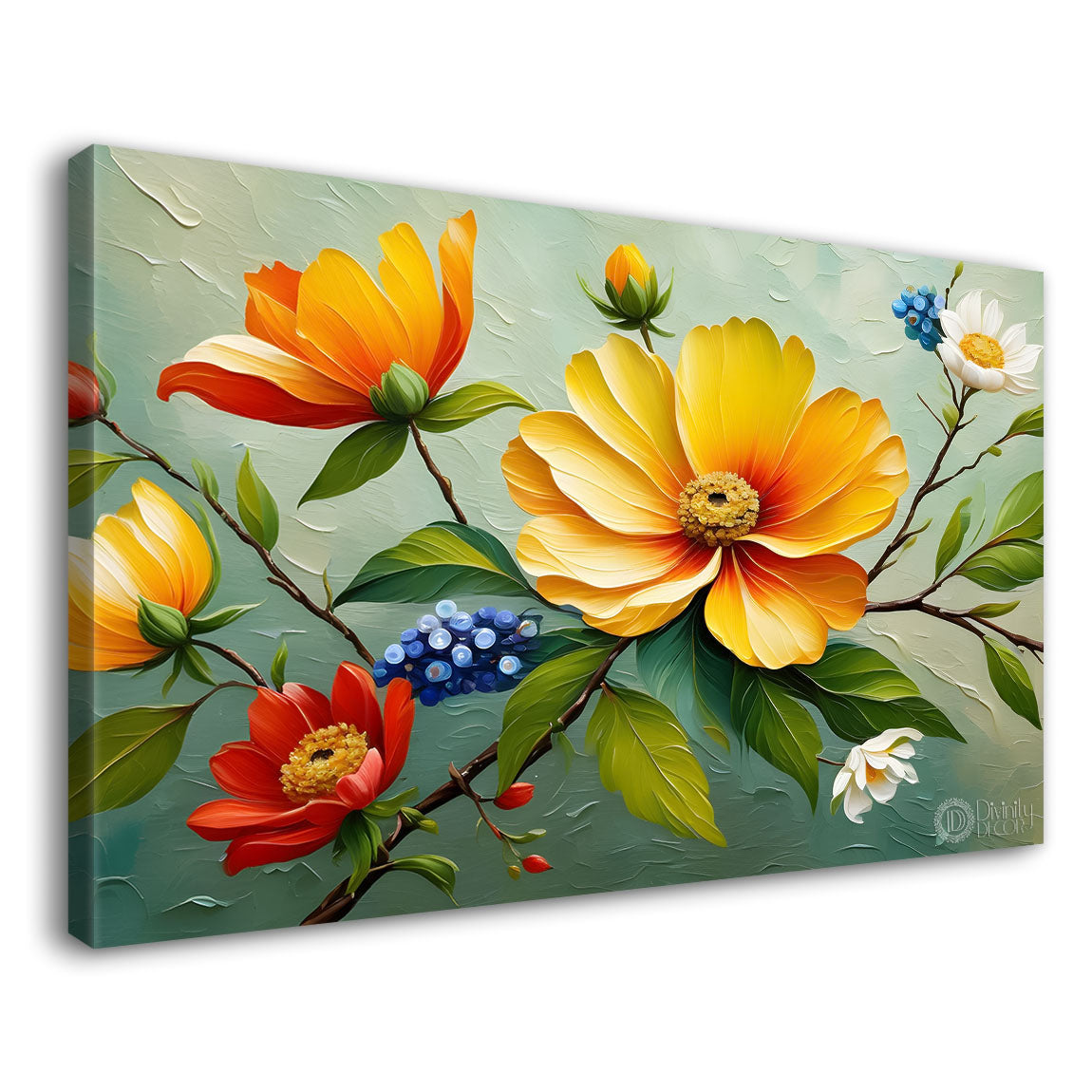 Yellow flowers with green background- Design - Flower-186