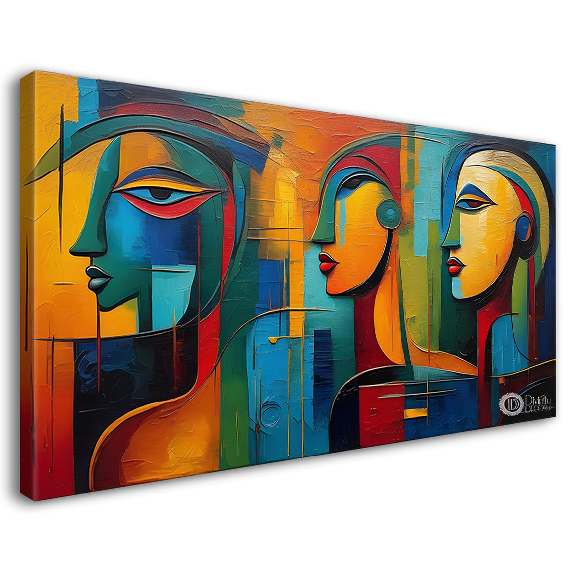 Multiple one sided face textured art Canvas Painting - Design - Modern-L-186