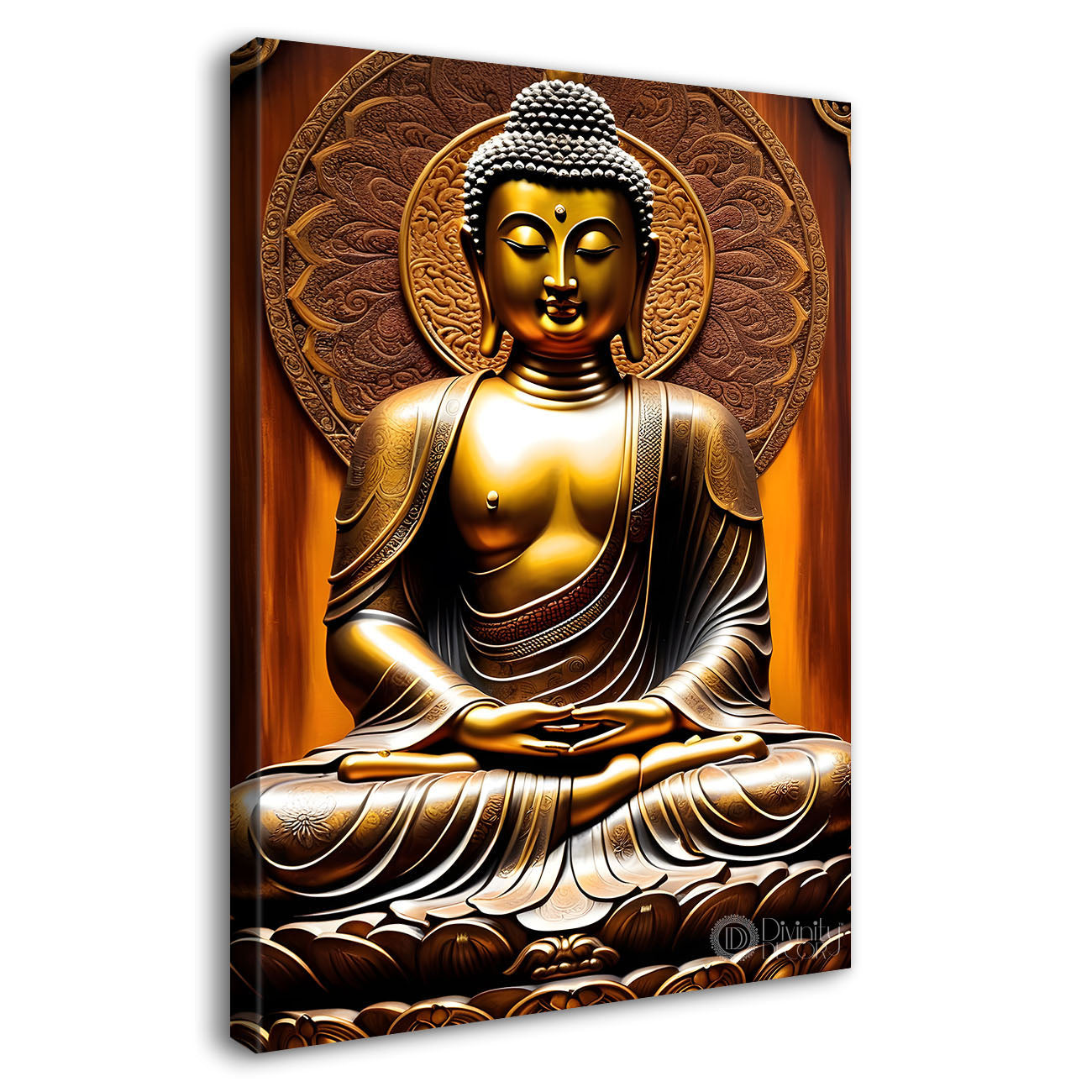 Golden buddha with chakra texturd painting-V-186
