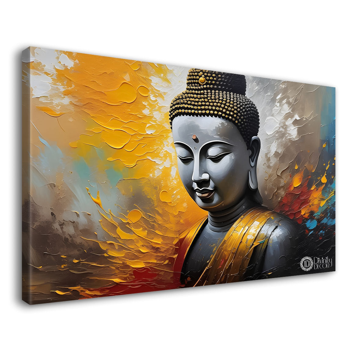 Buddha in colorful background textured painting Canvas Wall Painting - Buddha-187