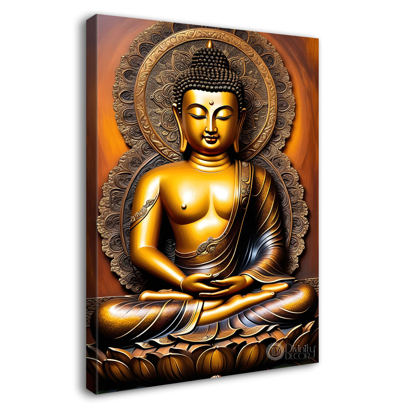 Golden buddha with chakra texturd painting-V-187