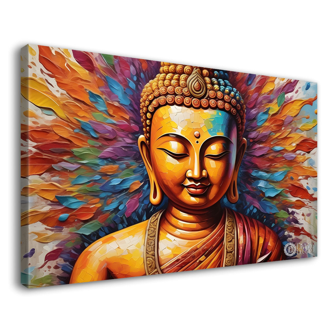 Buddha in colorful background textured painting Canvas Wall Painting - Buddha-188