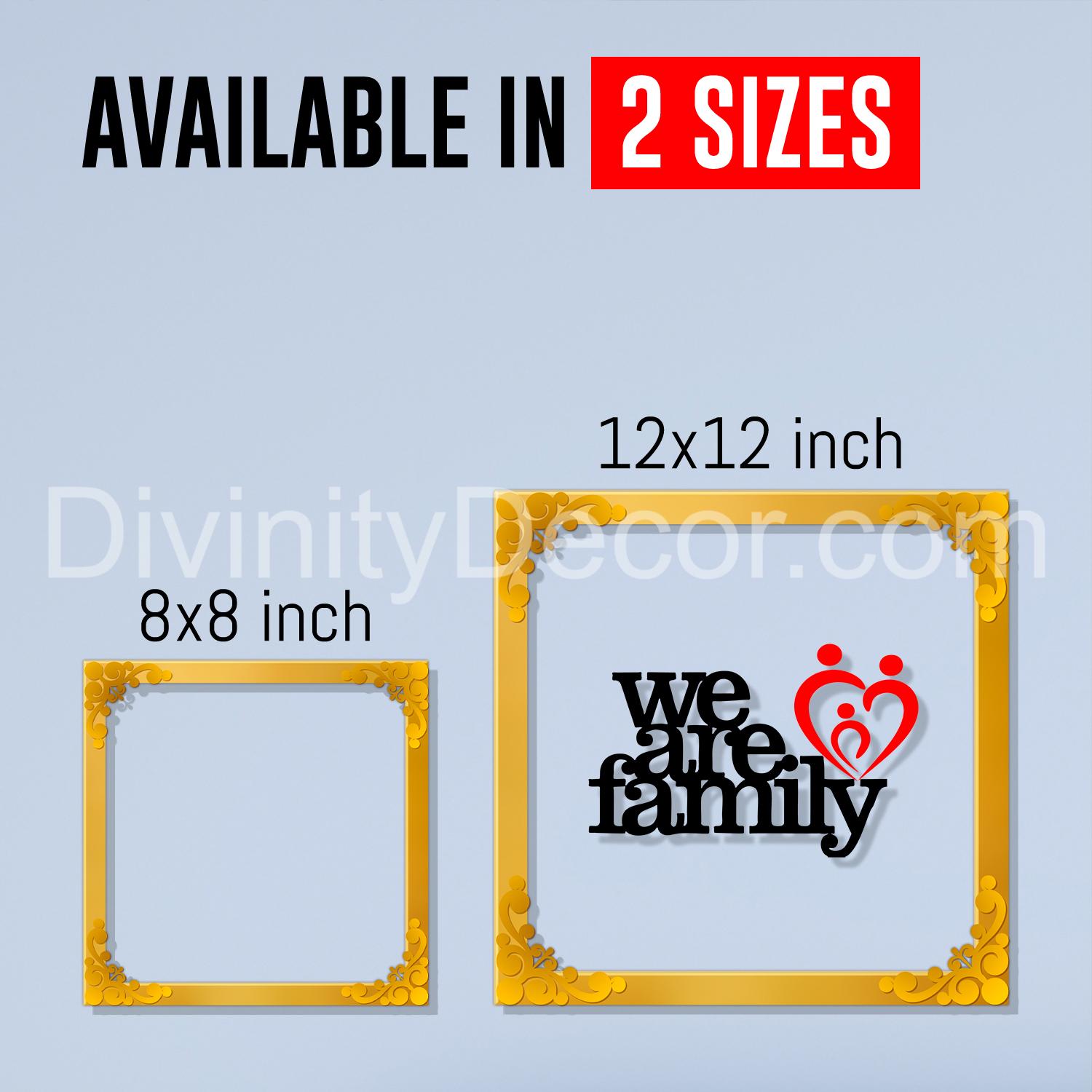 We are family Golden Plaque for Gifting, Wall Decor Clear UV print with Golden Border-188