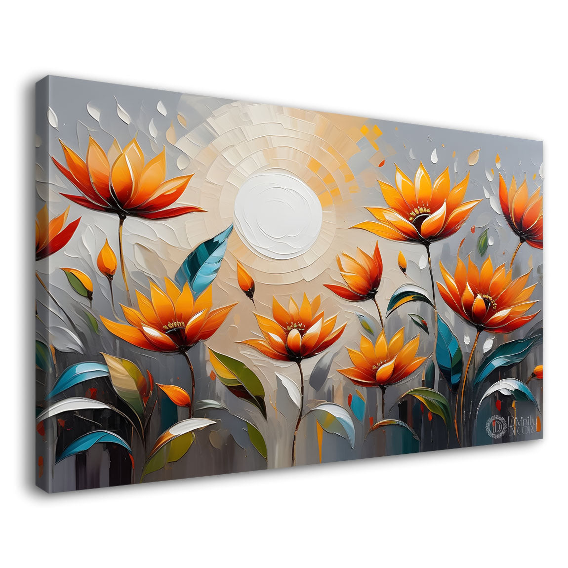 Yellow flowers with light textured painting- Design - Flower-188