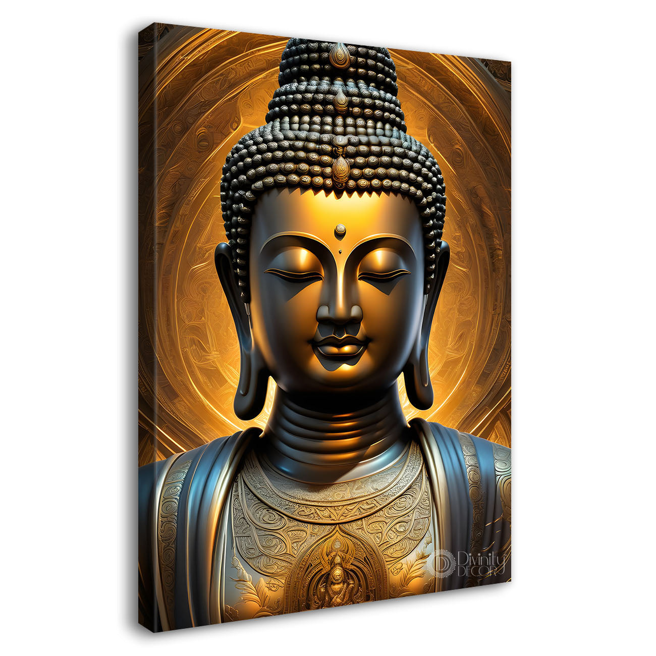 Golden buddha with chakra texturd painting-V-189