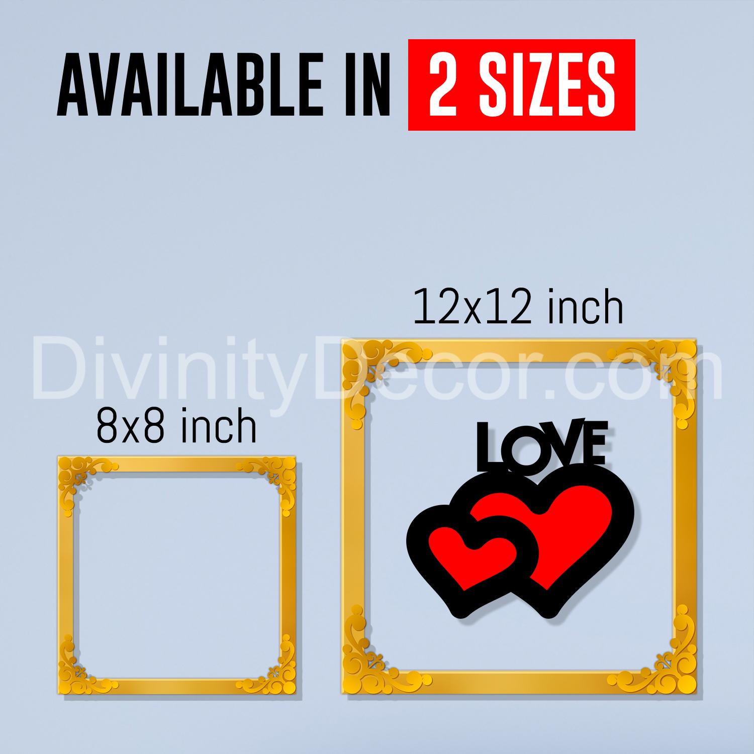 LOVE Golden Plaque for Gifting, Wall Decor Clear UV print with Golden Border-18