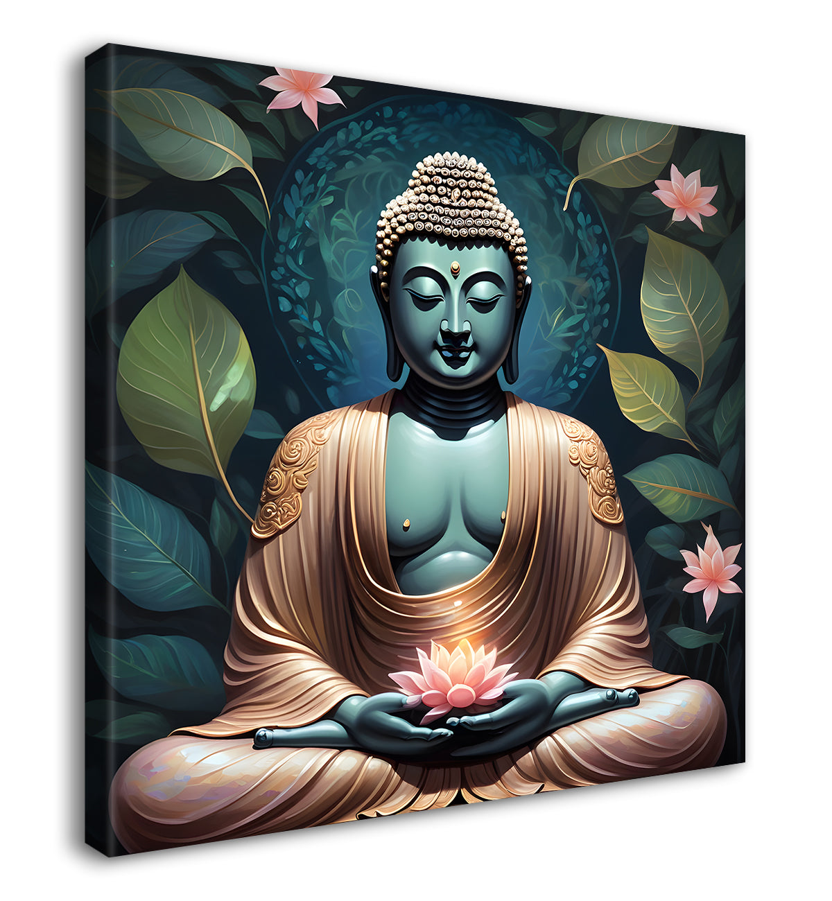 Pestal color buddha painting with lotus flower 24x24 inch Buddha-S-18