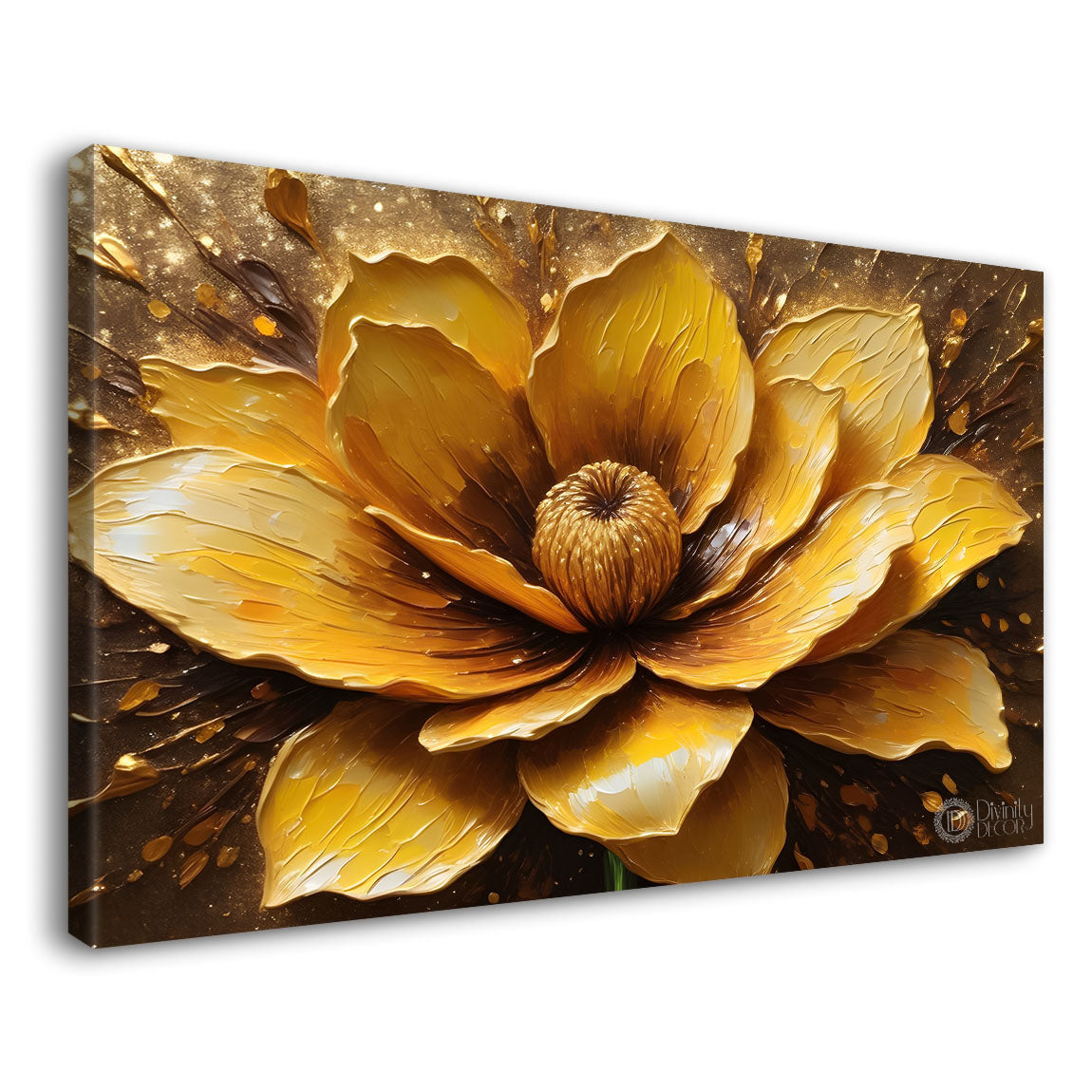Golden flower textured painting - Design - Flower-18