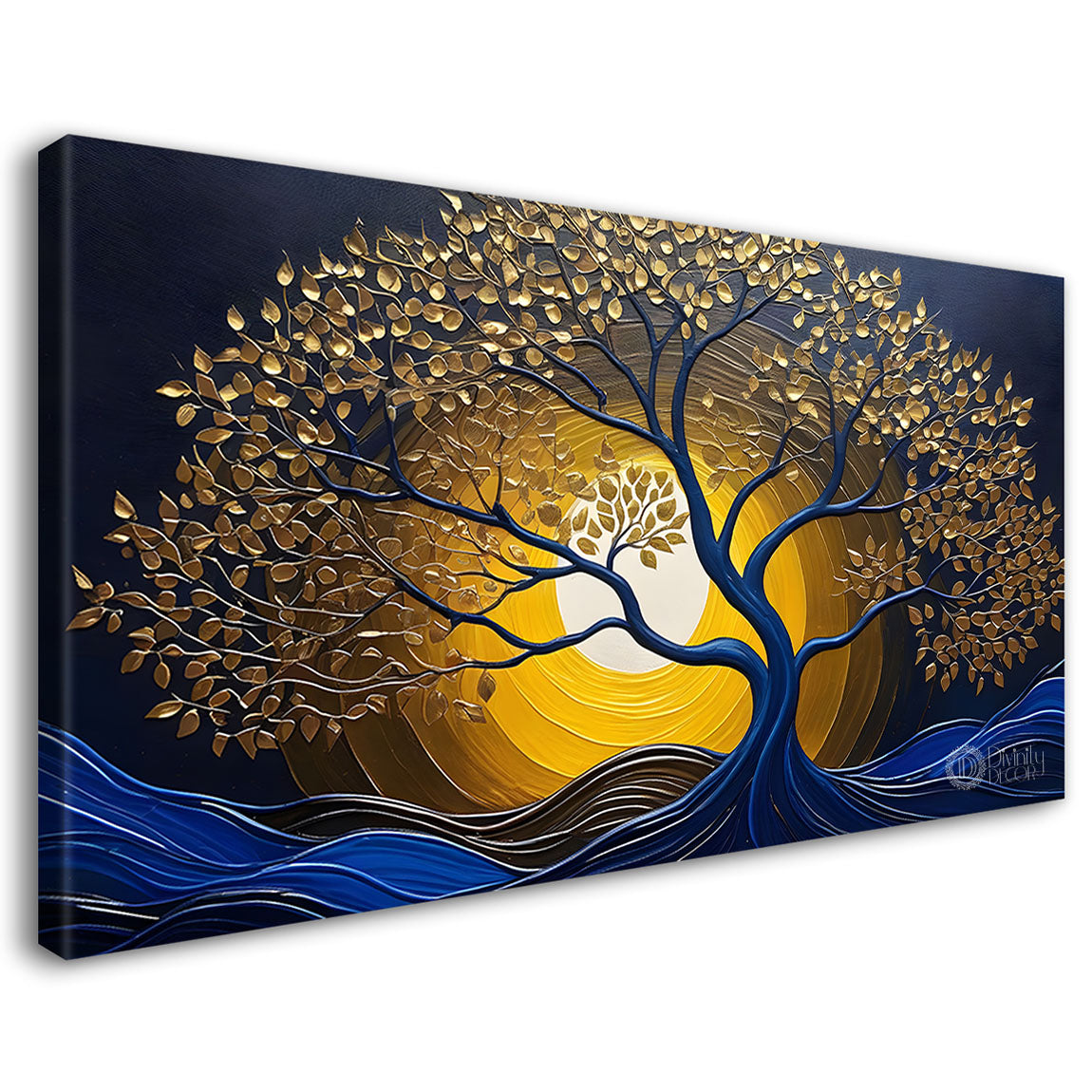 A tree in dark textured modern art Canvas Painting - Design - Tree-18