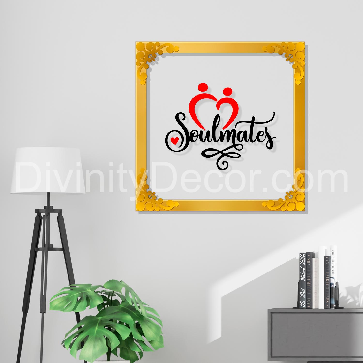 Soulmates Golden Plaque for Gifting, Wall Decor Clear UV print with Golden Border-190