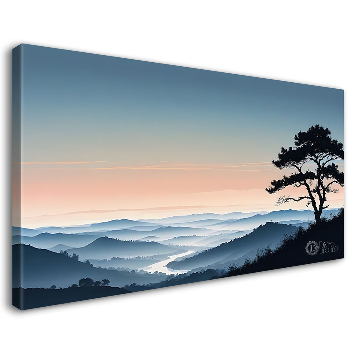 Mountains with tree  painting Canvas Painting - Nature Art -190