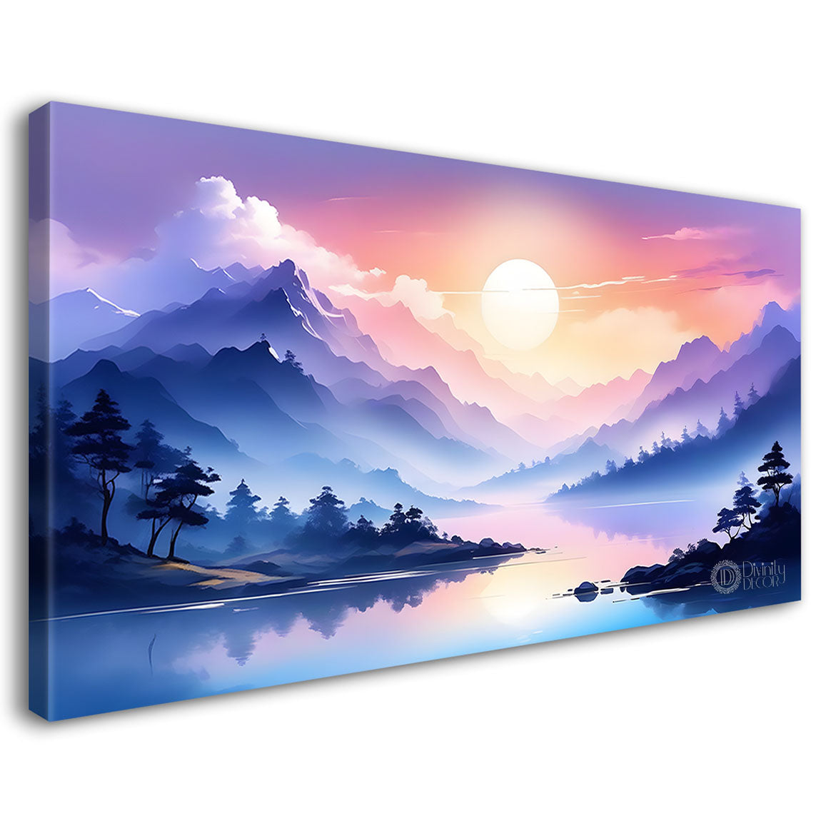 Mountains with sunset painting Canvas Painting - Nature Art -191