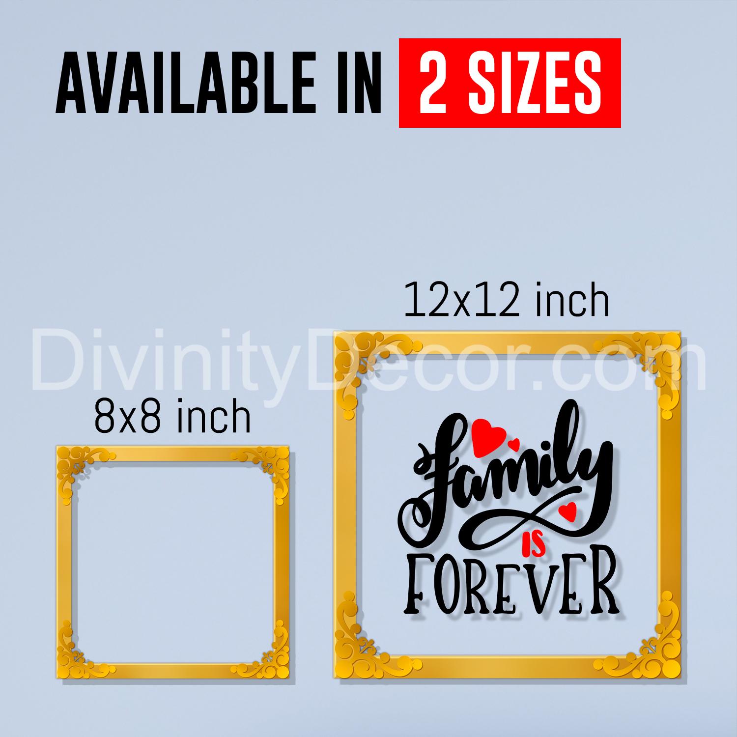Family is forever Golden Plaque for Gifting, Wall Decor Clear UV print with Golden Border-192