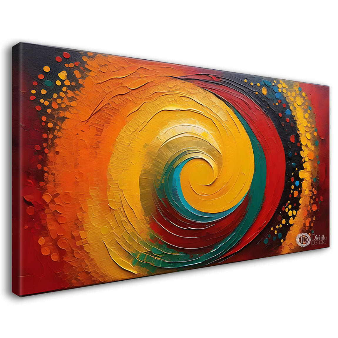 Hypnotic swirl pattern in bright colors textured art Canvas Painting - Design - Modern-L-192
