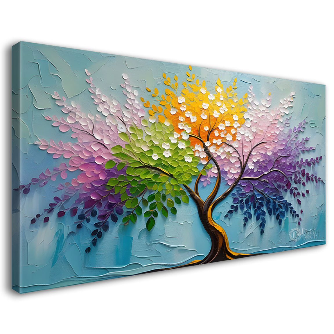 Colorful tree in textured modern art- Design - Tree-193