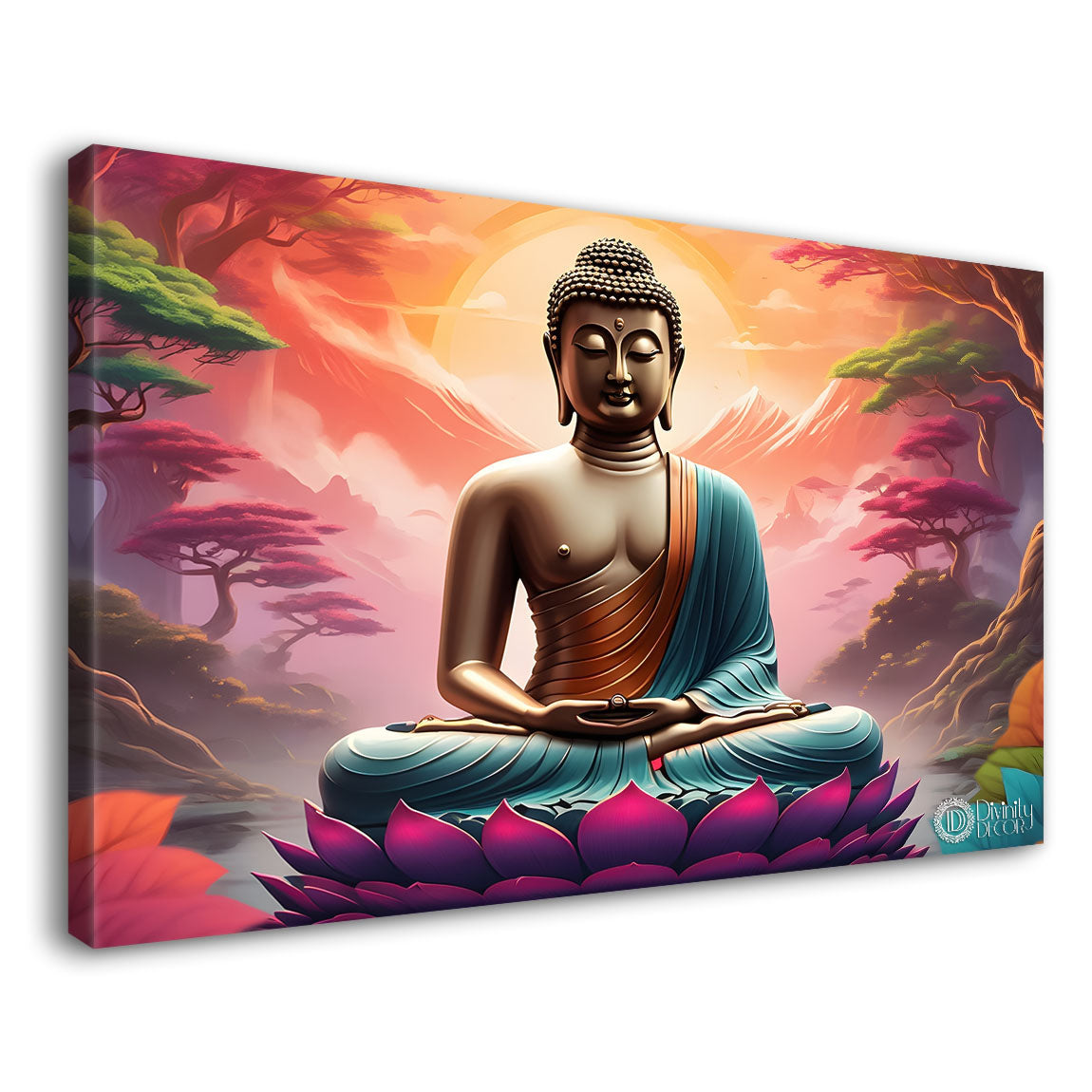 Buddha in colorful background textured painting Canvas Wall Painting - Buddha-193