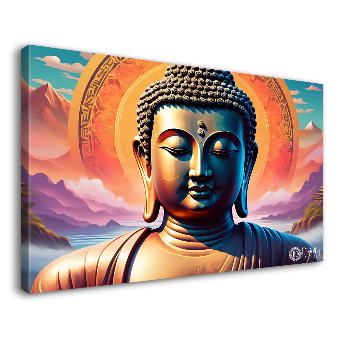 Buddha in colorful background textured painting Canvas Wall Painting - Buddha-194