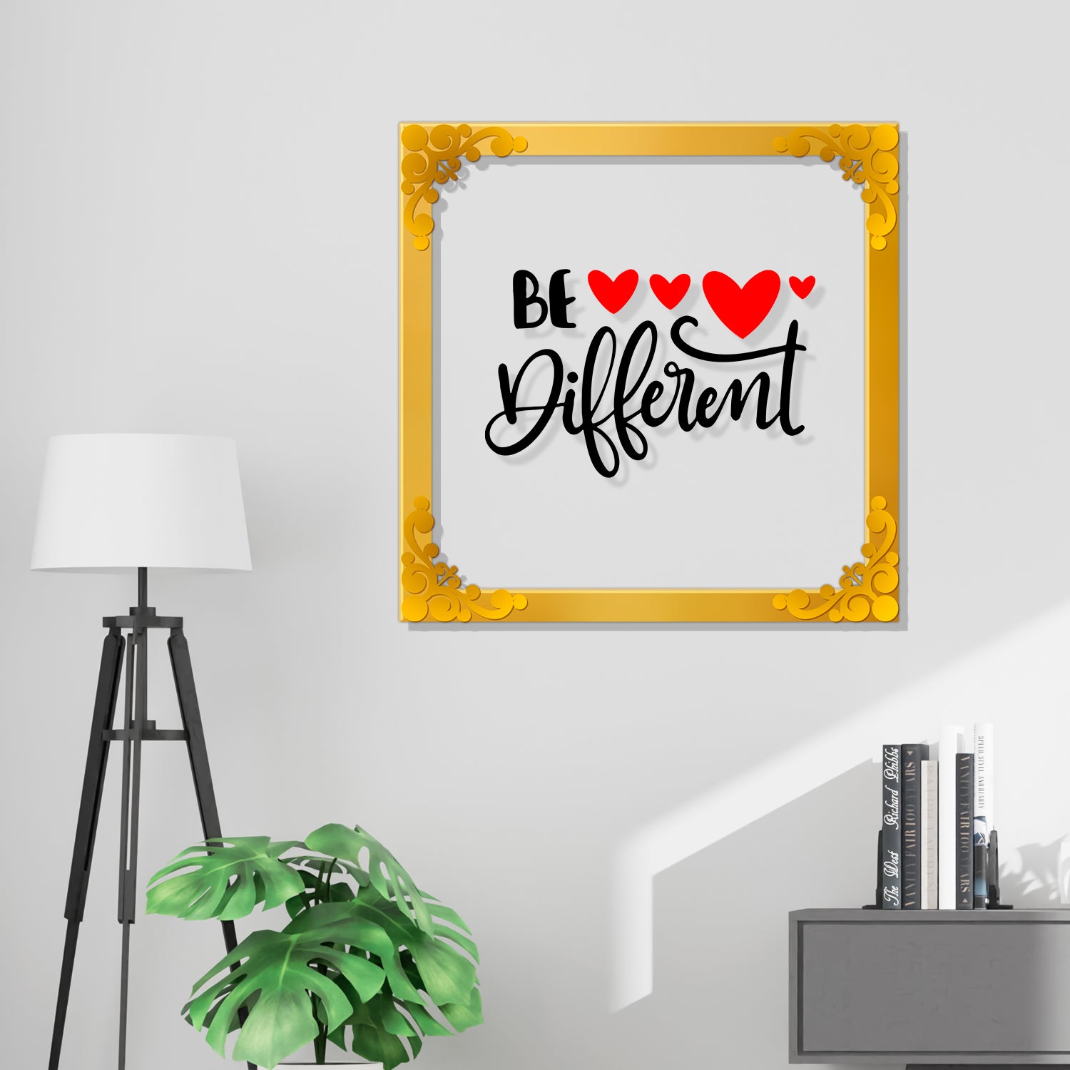 Be different Golden Plaque for Gifting, Wall Décor Clear UV print with Golden Border -194