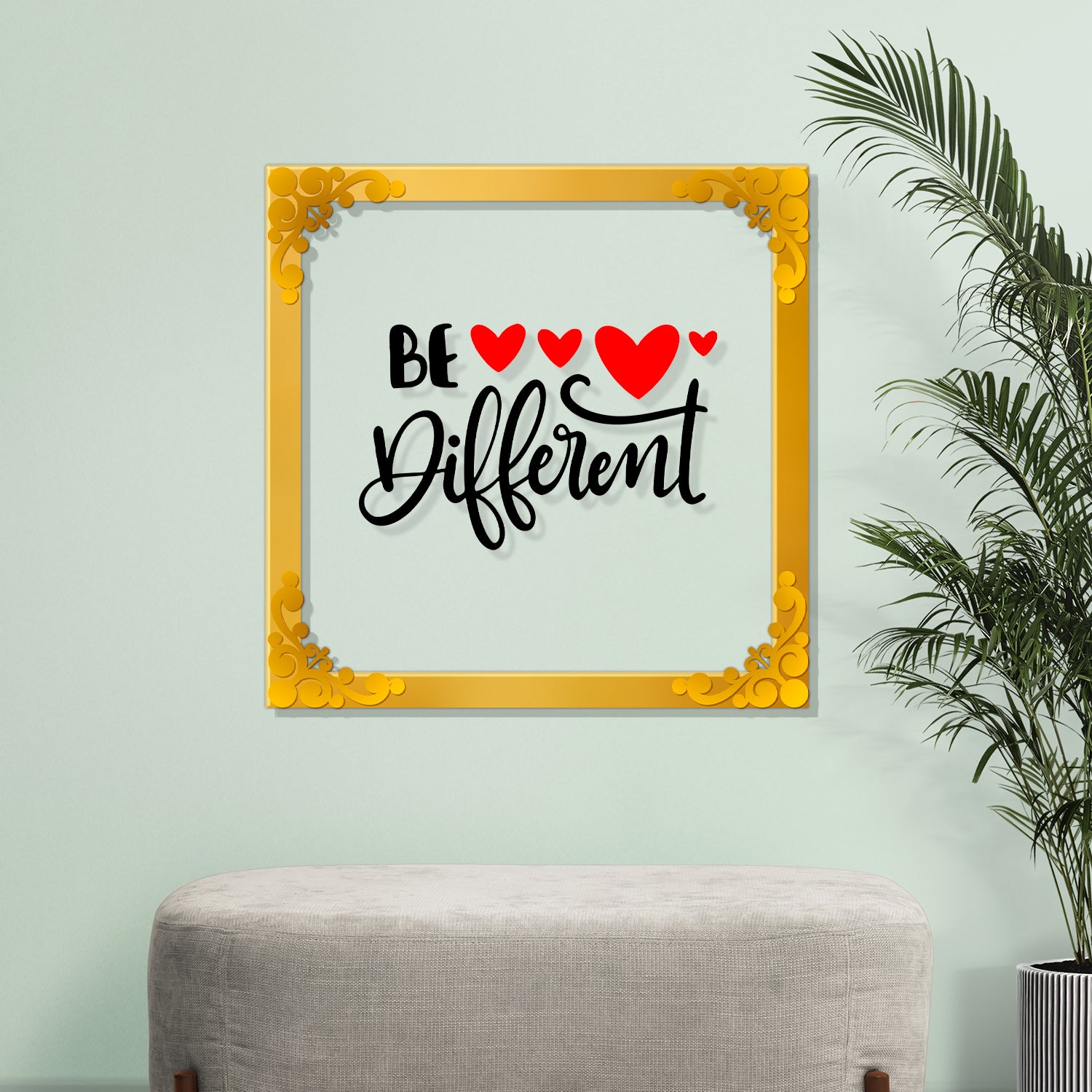 Be different Golden Plaque for Gifting, Wall Décor Clear UV print with Golden Border -194
