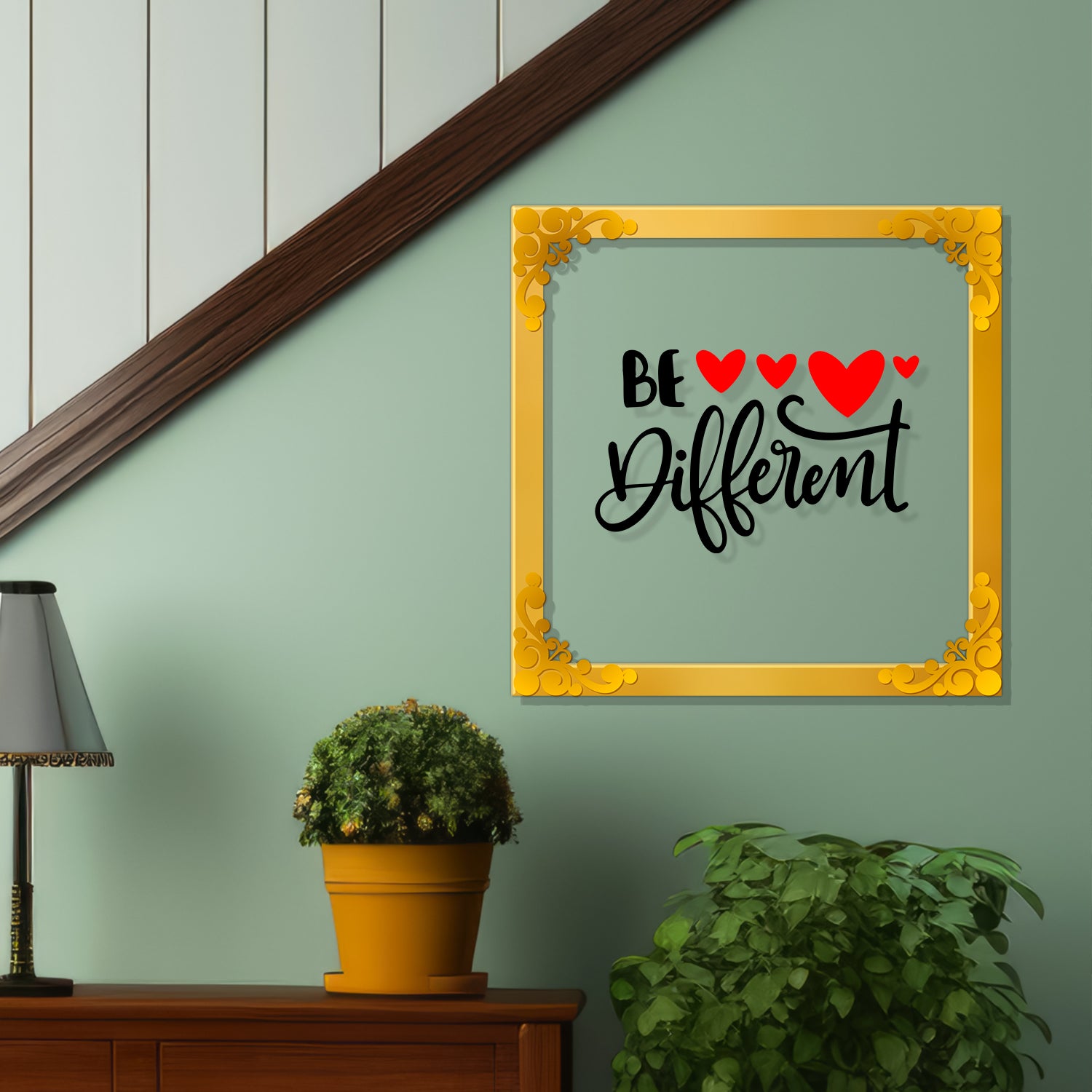 Be different Golden Plaque for Gifting, Wall Décor Clear UV print with Golden Border -194
