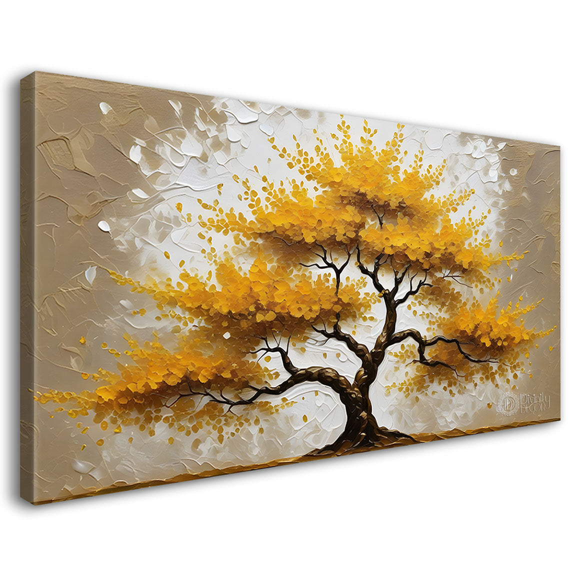 Golden tree in textured modern art- Design - Tree-196