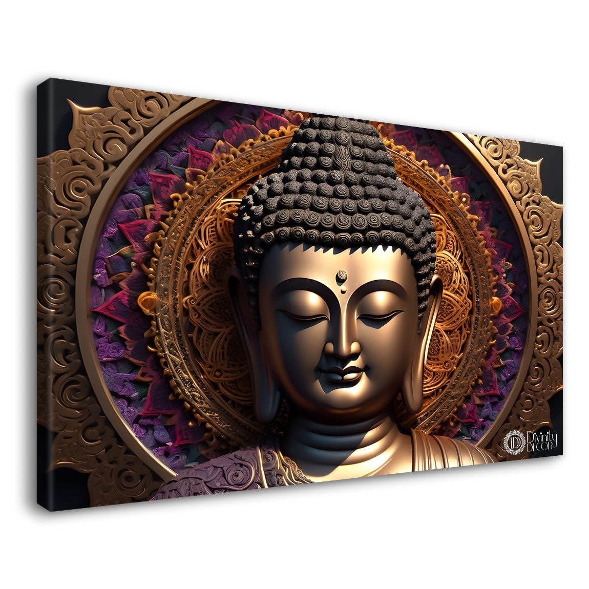 Golden buddha with dark background painting Canvas Wall Painting - Buddha-197