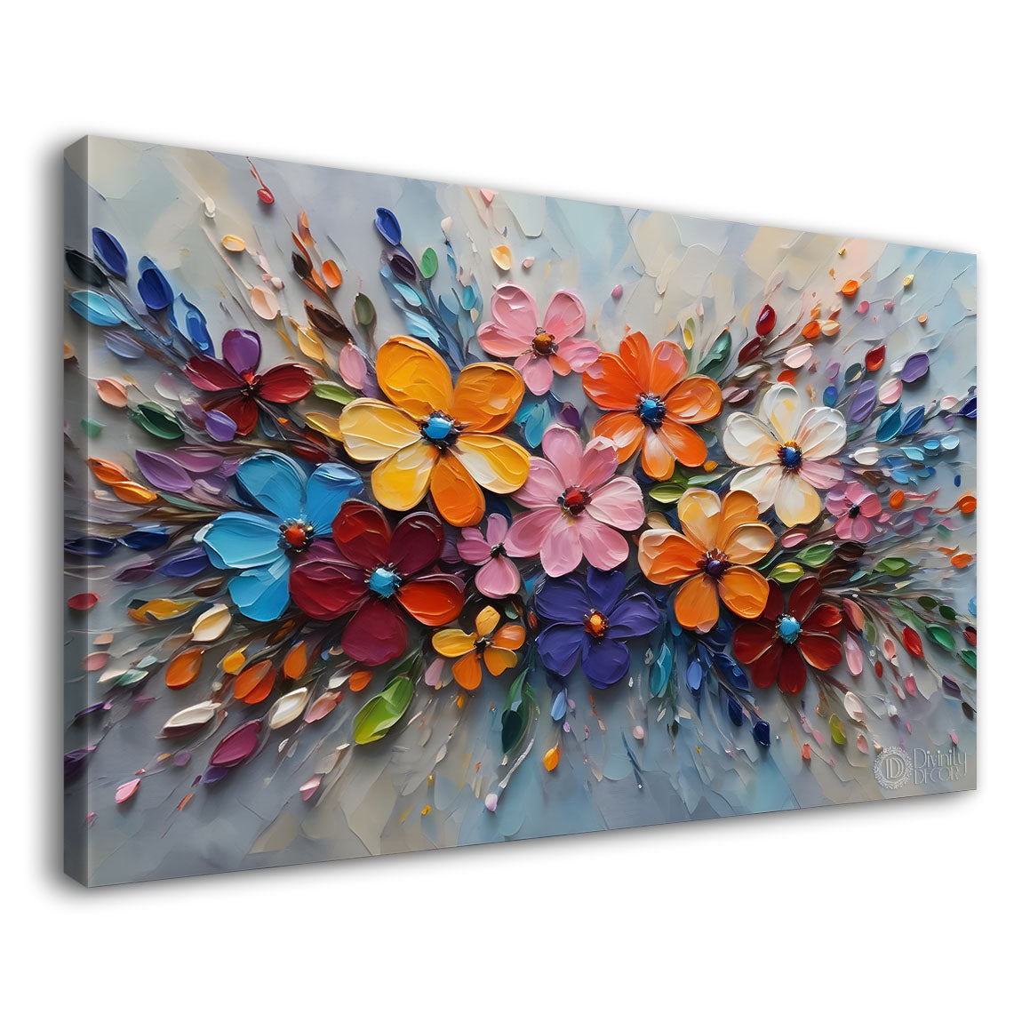 Colorful flowers in grey background- Design - Flower-197