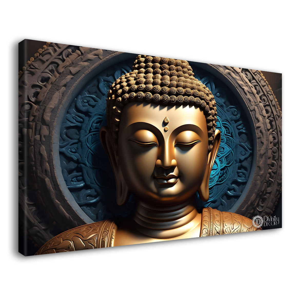 Golden buddha with dark background painting Canvas Wall Painting - Buddha-198