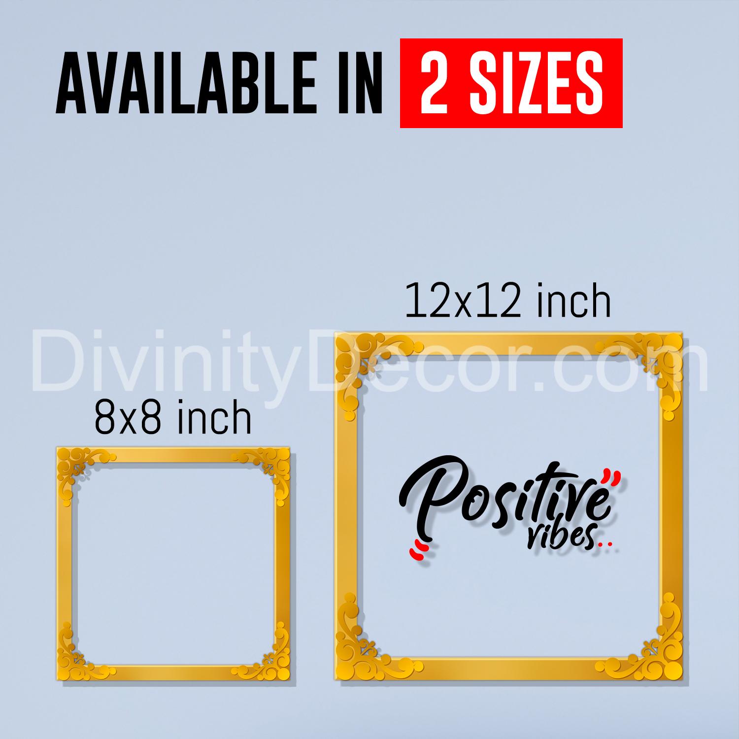 Positive vibes Golden Plaque for Gifting, Wall Décor Clear UV print with Golden Border-198