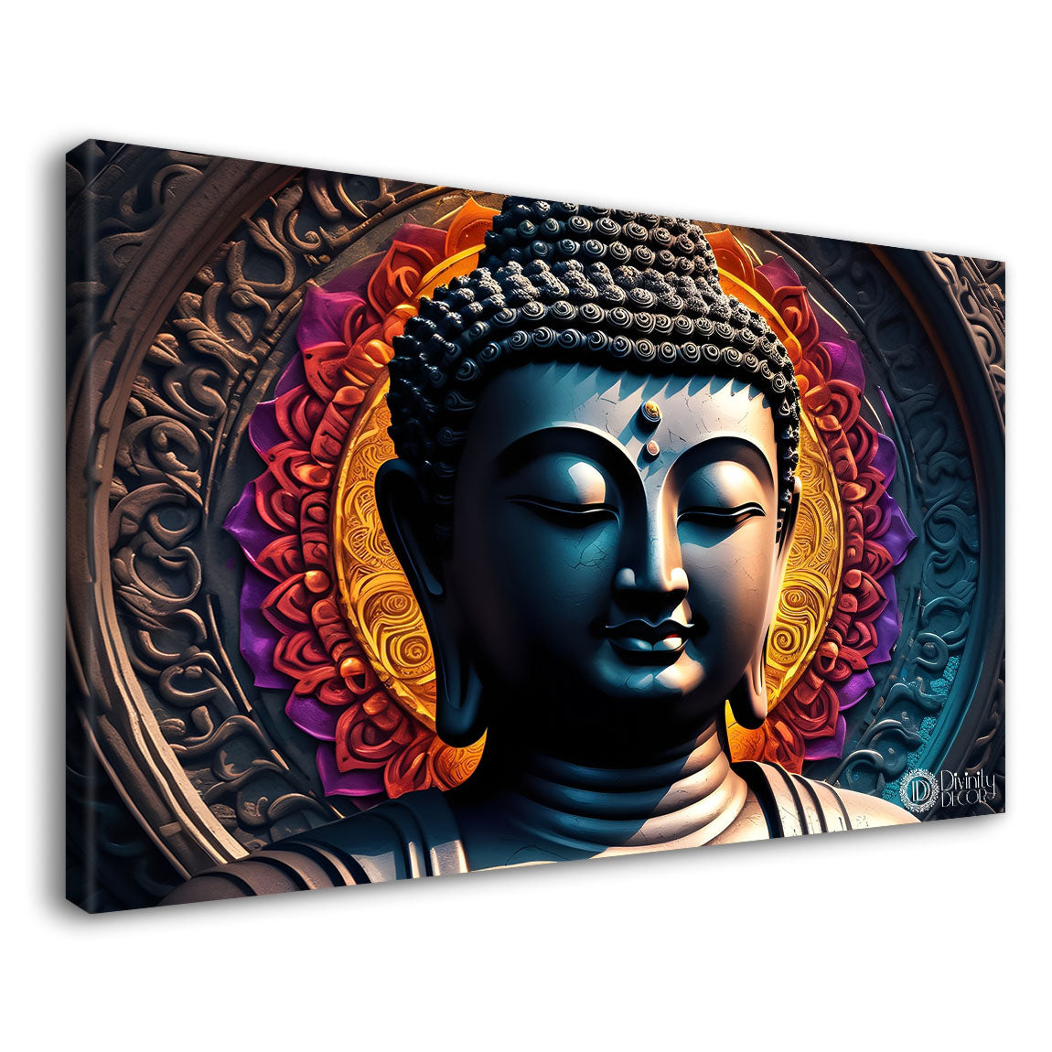 Golden buddha with dark background painting Canvas Wall Painting - Buddha-199