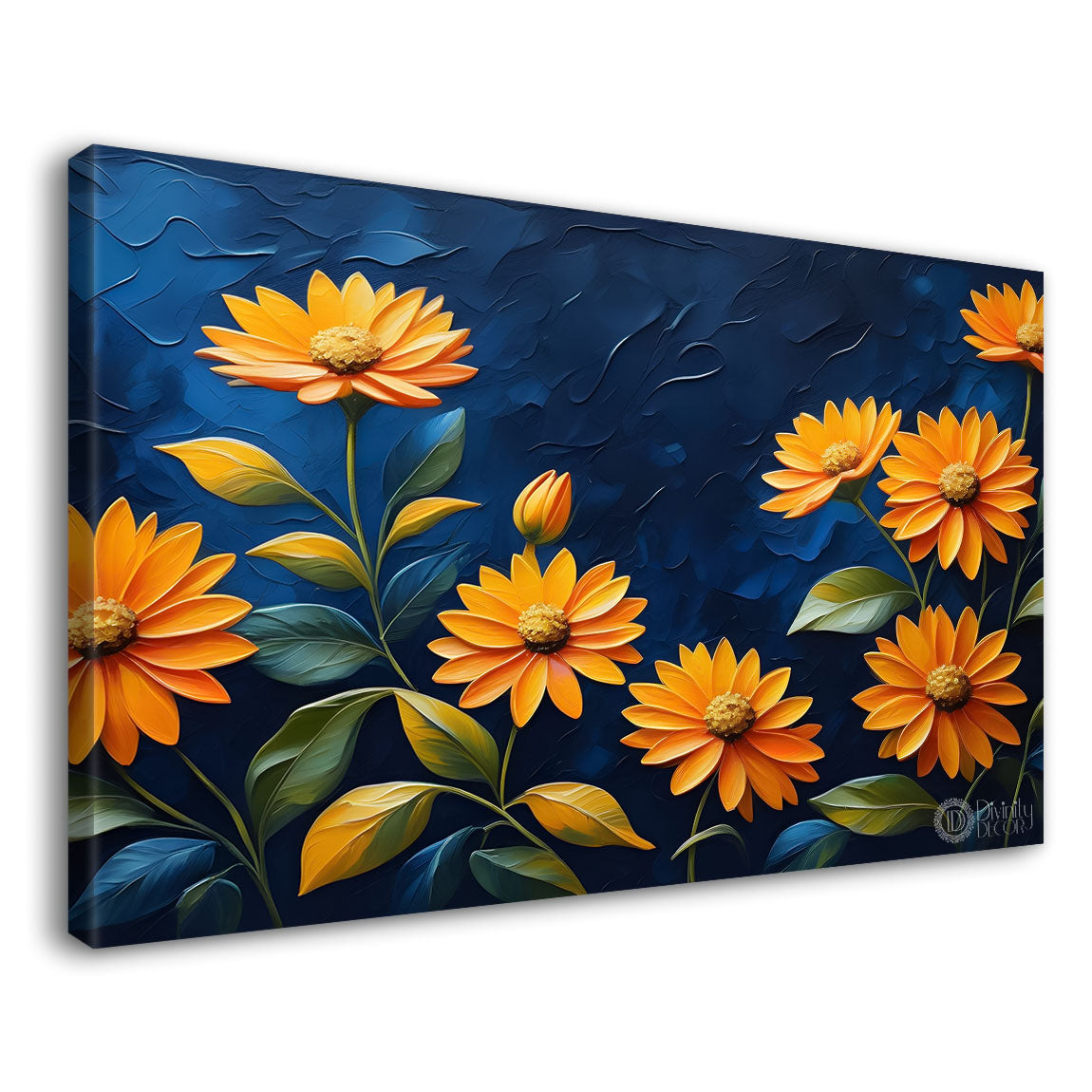 Sunflowers in dark blue background- Design - Flower-199