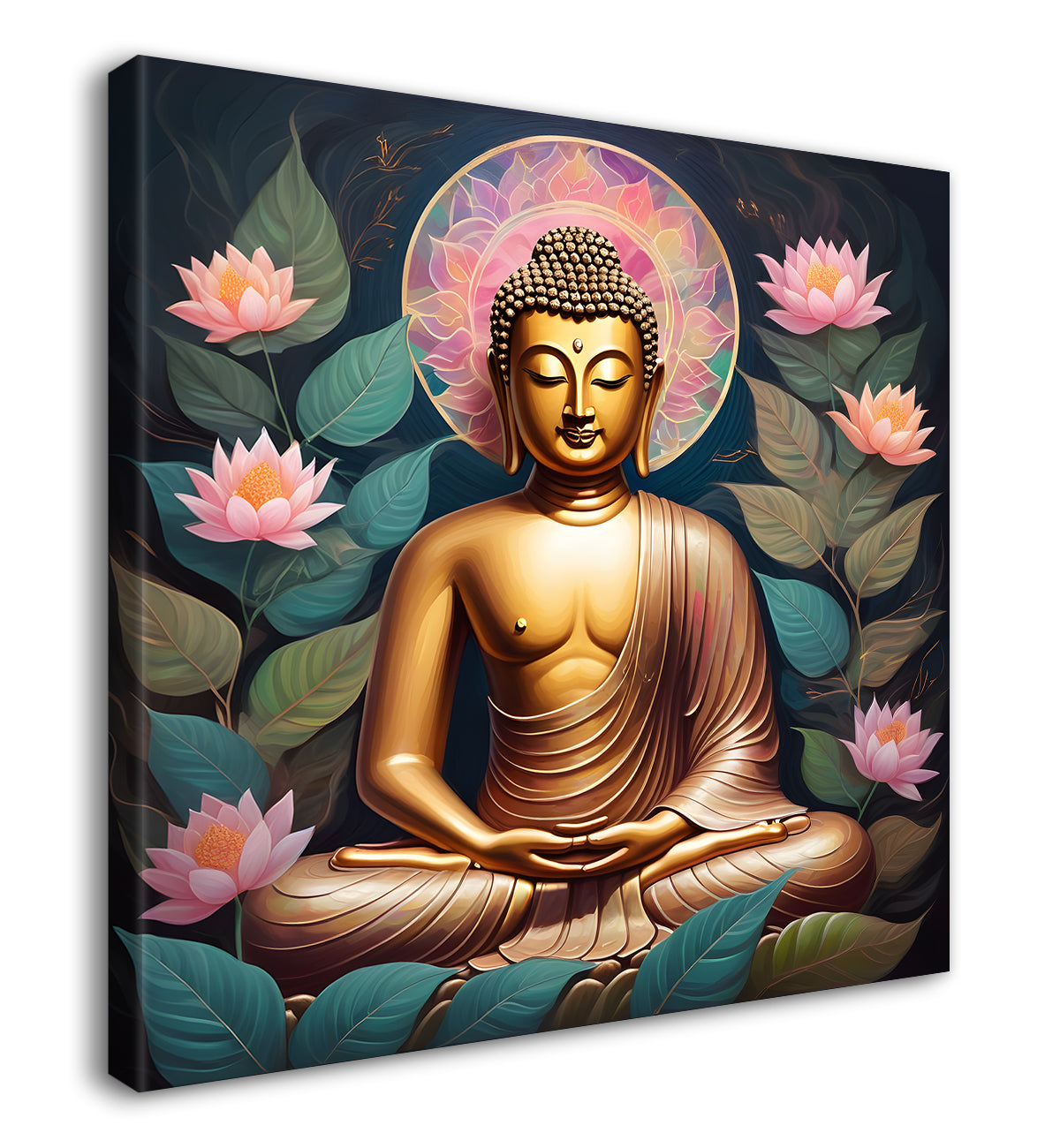 Pestal color buddha painting with lotus flower 24x24 inch Buddha-S-19