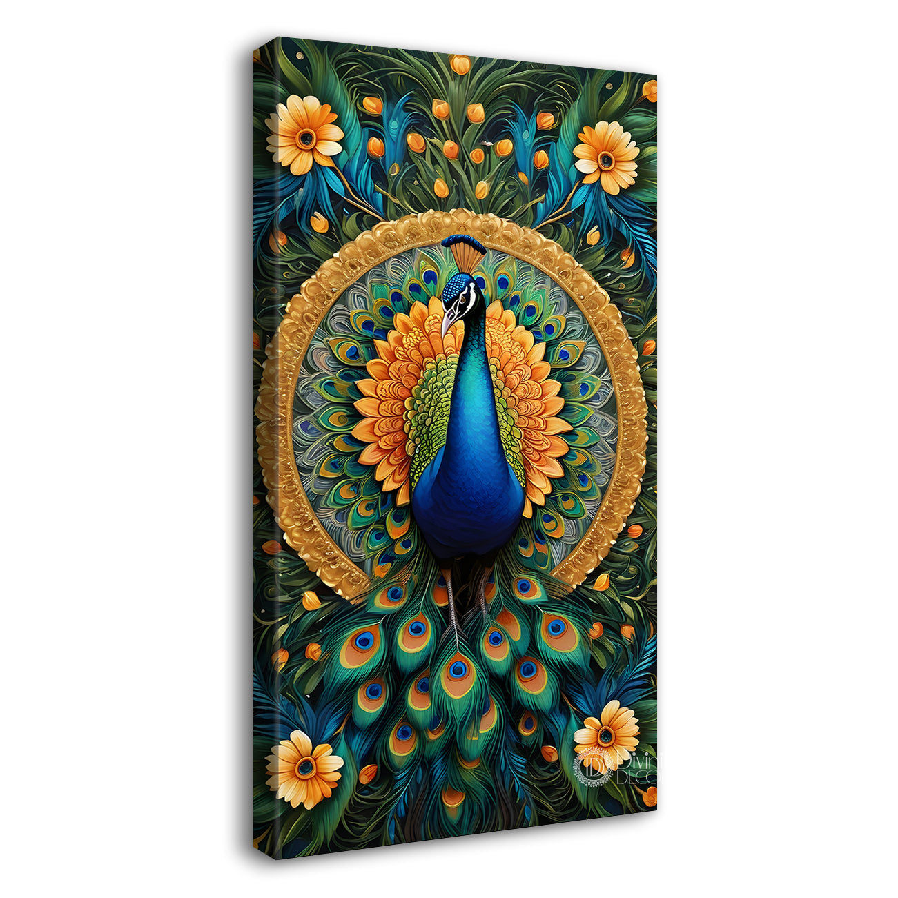 Peacock in bright colours with flowers modern art - Design - Peacock-V-19