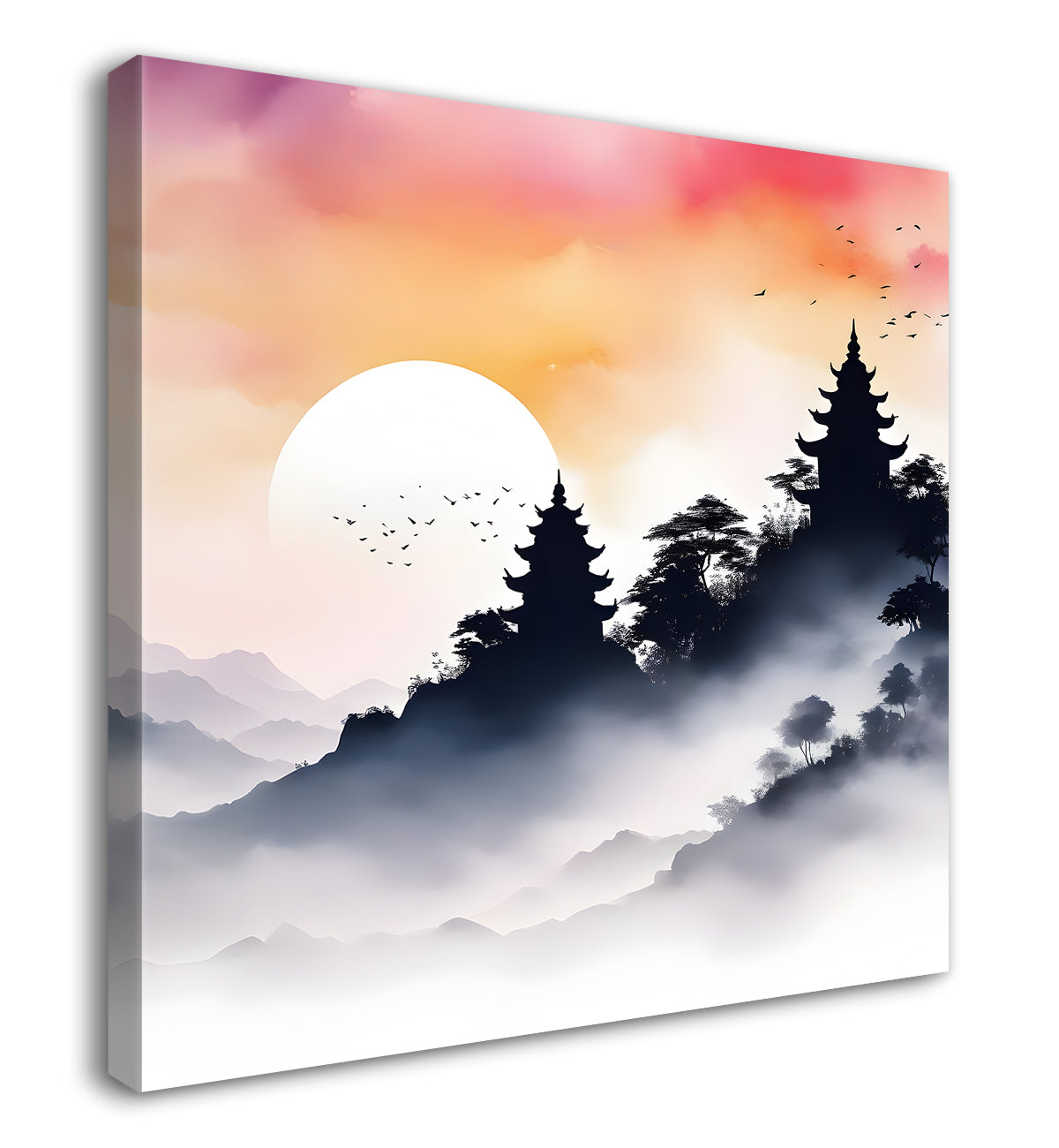 Trees with sunset painting 24X24  - Nature Art -S-102
