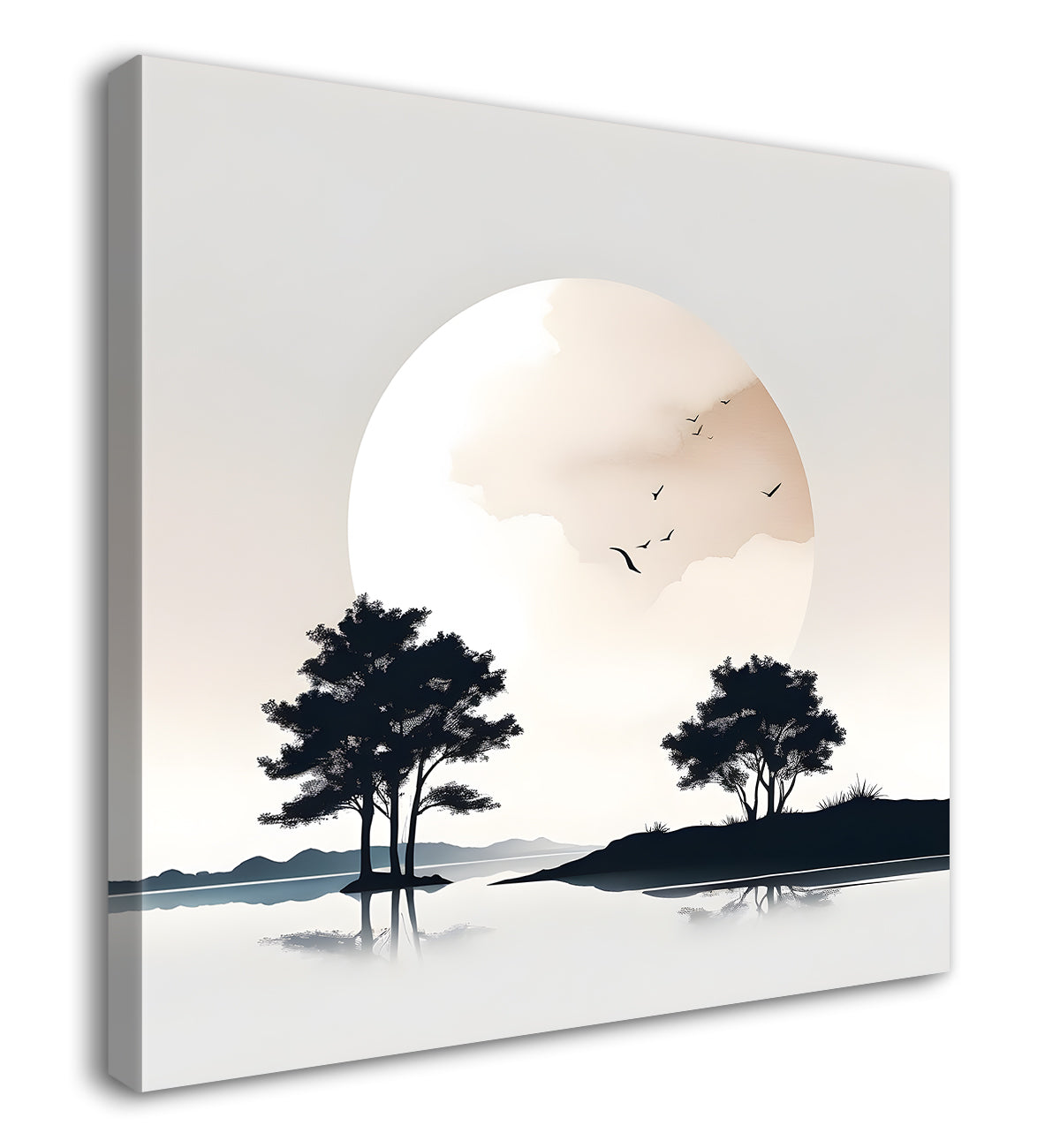 Trees with moon painting 24X24  - Nature Art -S-103