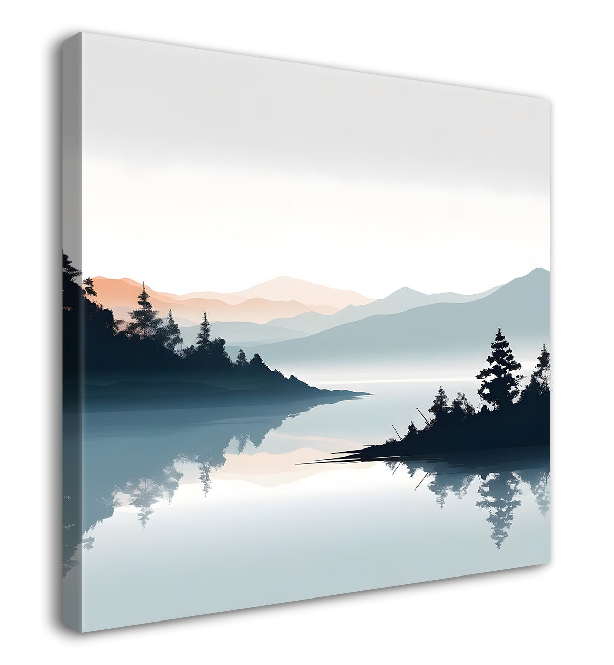 Mountains with river and trees water colour painting 24X24 - Nature Art -S-110