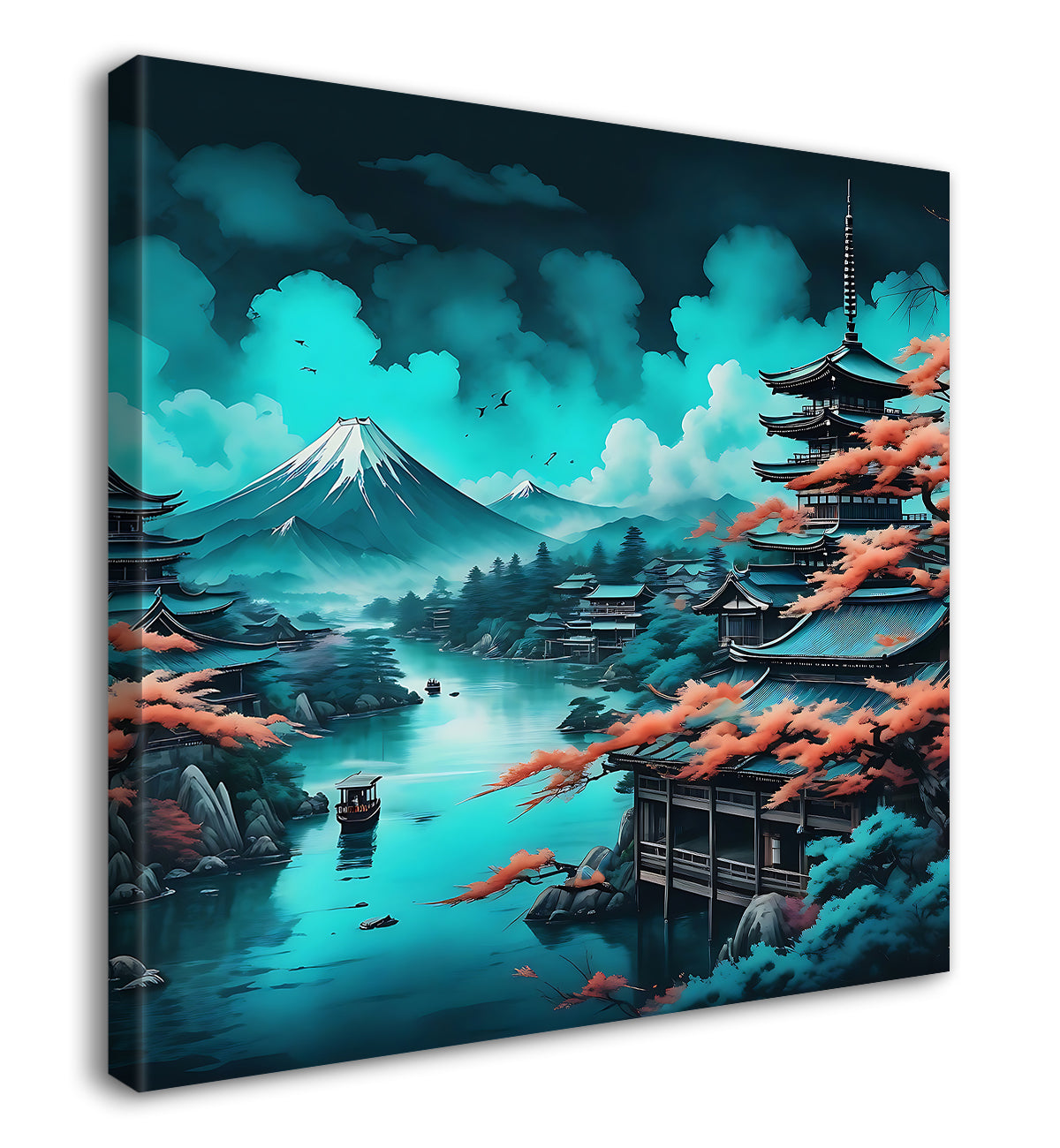 Mountains with trees painting   24X24 - Nature Art -S-127