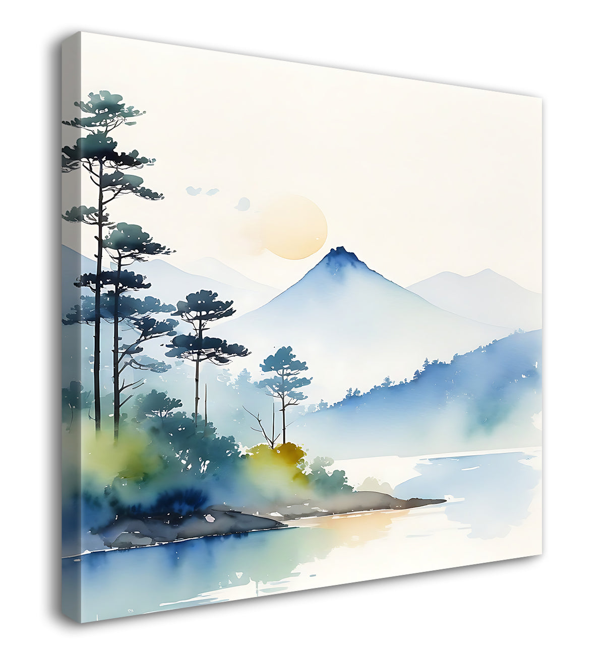 Mountains in water colour painting  24X24 - Nature Art -S-145