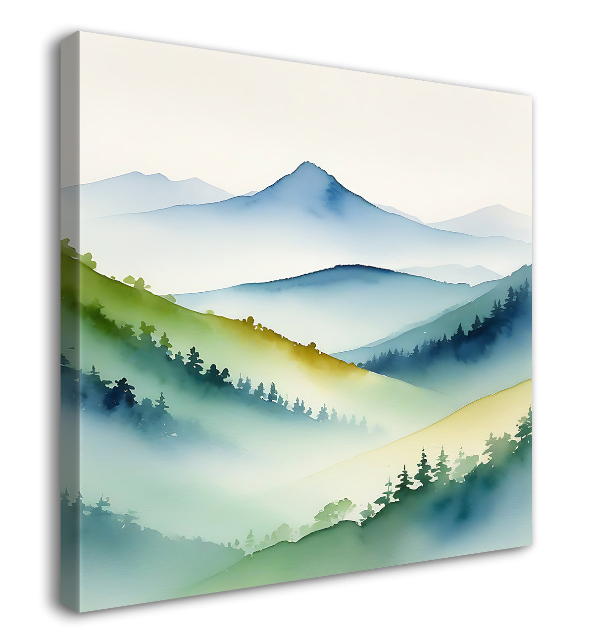 Mountains in water colour painting 24X24  - Nature Art -S-146