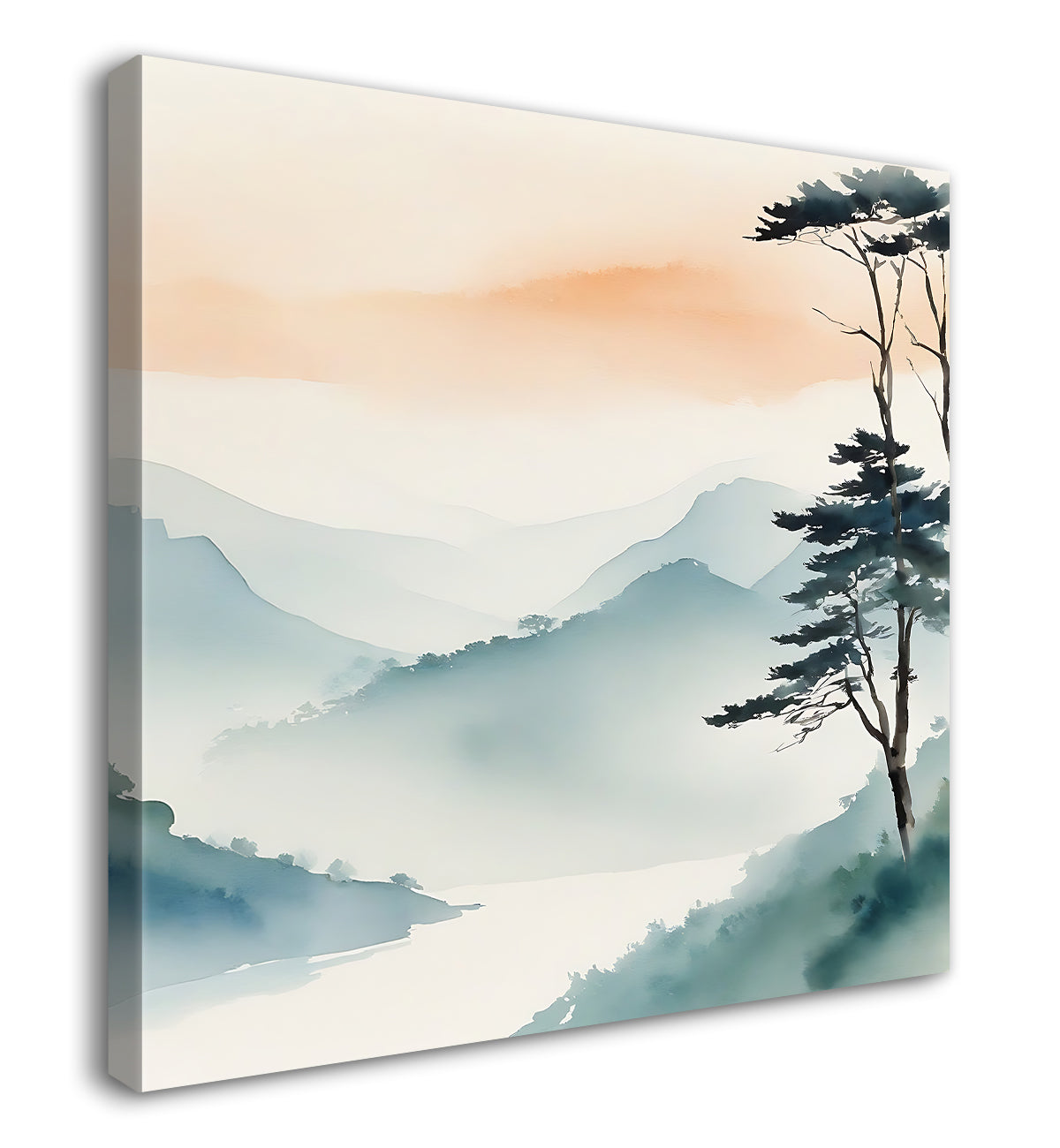 Mountains in water colour painting  24X24 - Nature Art -S-147